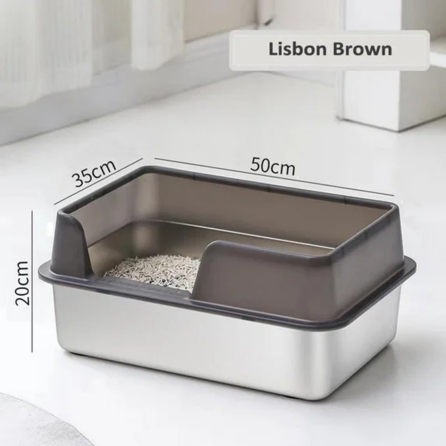 LunaLulinlk Stainless steel cat litter box. Easy to clean, does not absorb odors, comes with a shovel