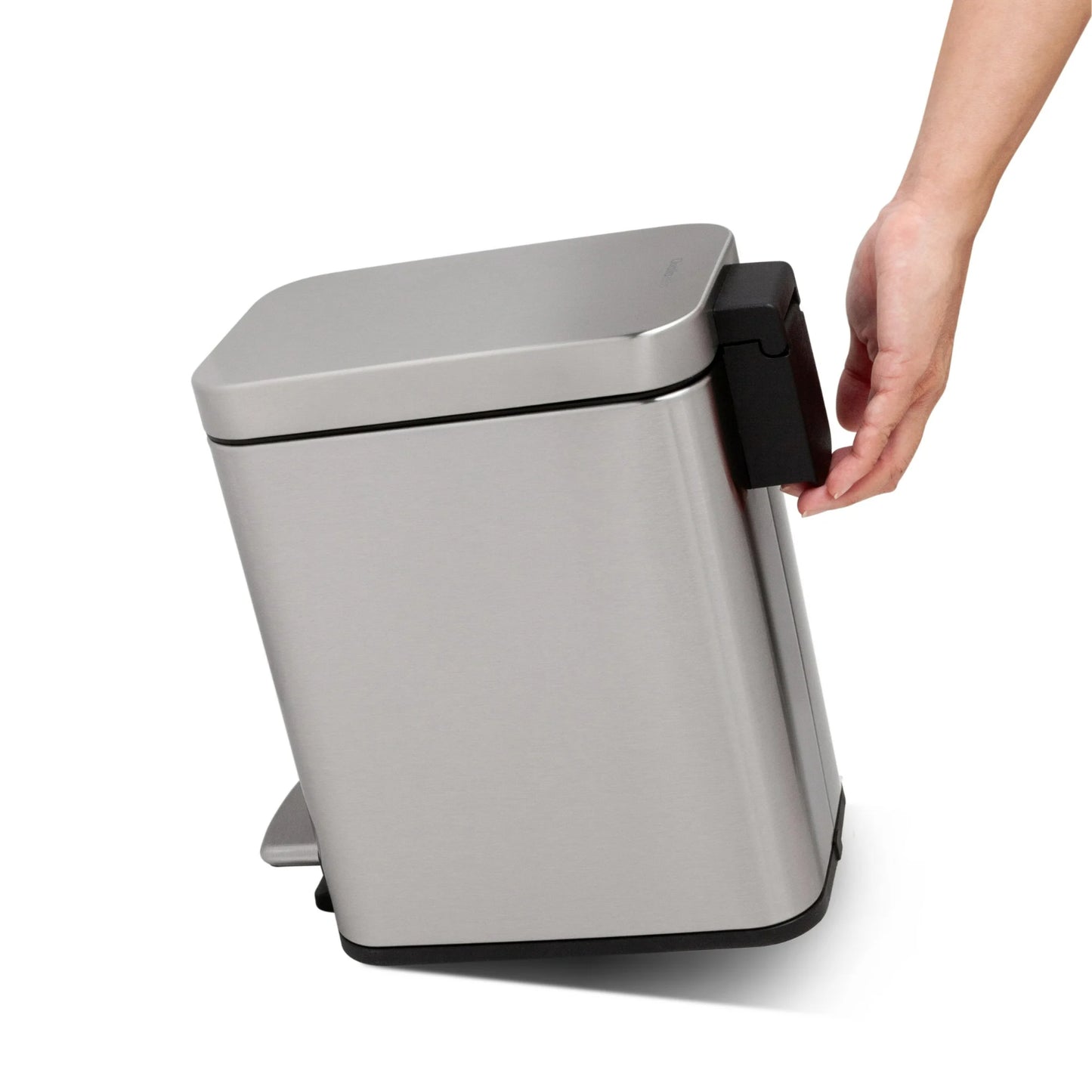 LunaLulinlk Silver Stainless Steel 1.3 Gallon Trash Can Set of Two, Slim Step-Up Bathroom Trash Can
