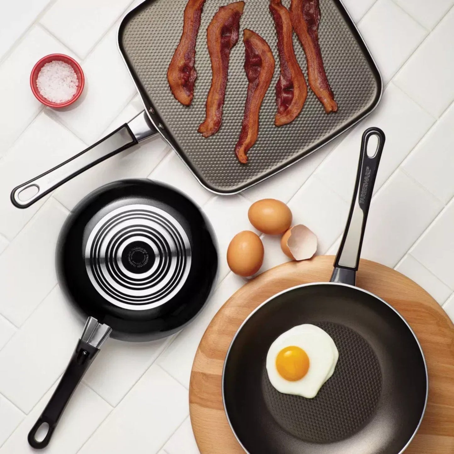LunaLulink 17-Piece High Performance Nonstick Aluminum Pots and Pans Set, Cookware Set, Black
