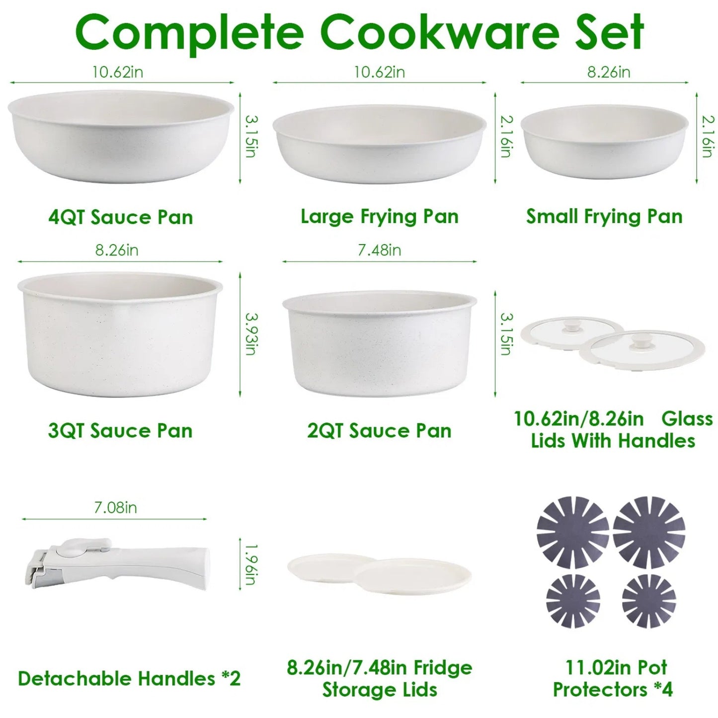 LunaLulink 17 Piece Non-Stick Cookware Set Induction Kitchen Cookware Set For all stovetops
