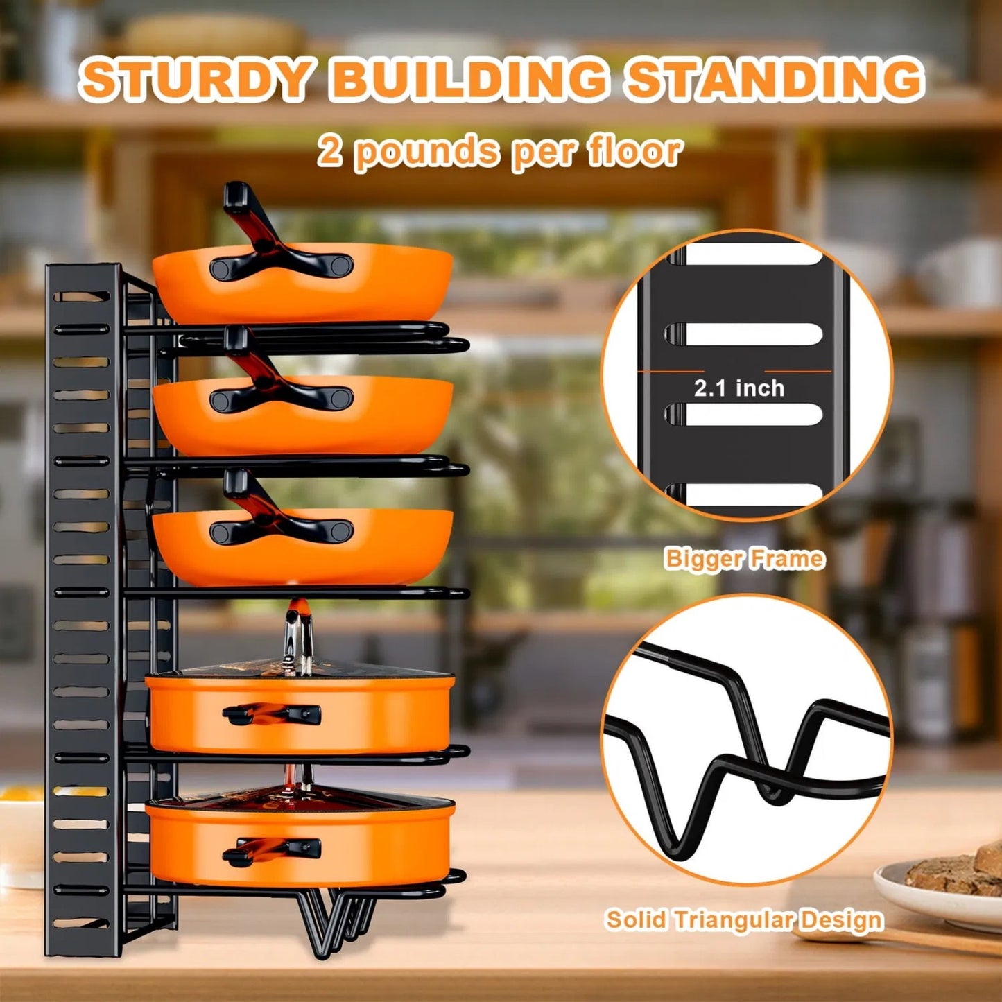 LunaLulinlk Upgraded 8-Tier Pot and Dish Organizer for Kitchen Cabinets