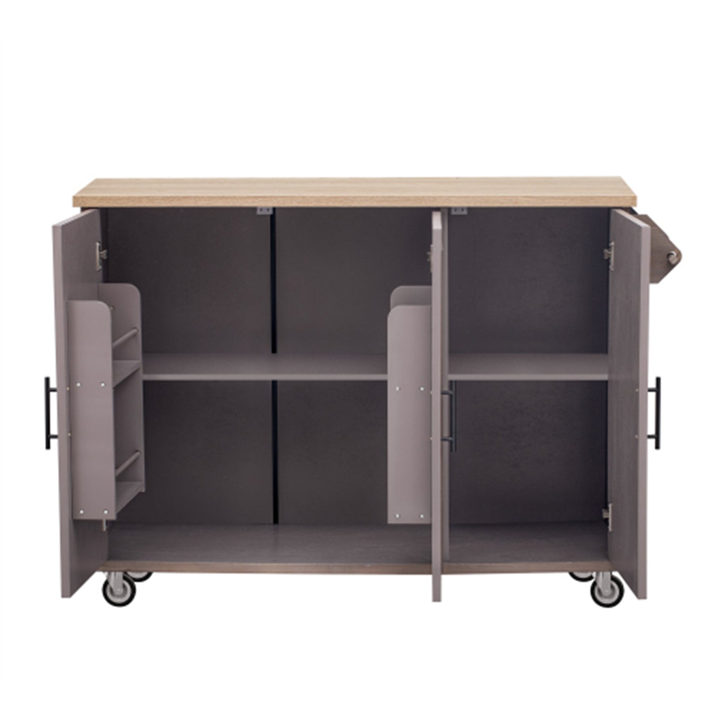 "LunaLulinlk 51.2""W Geometric Twill Stripe Textured Design Kitchen Island with Drop Leaf, Farmhouse Kitchen Island, Brown "