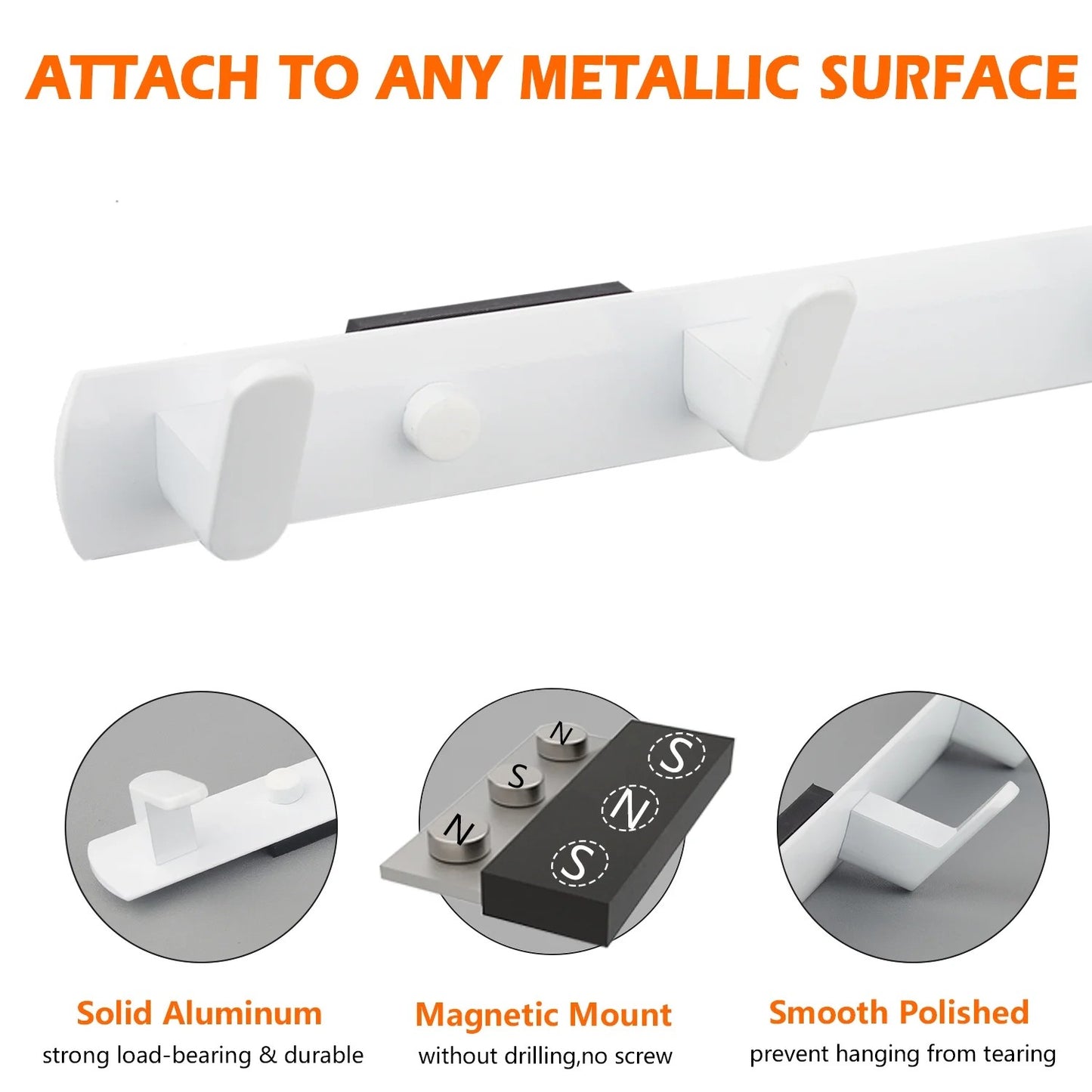 LunaLulinlkMagnetic Hooks,Strong Magnetic Hooks Heavy Duty for Hanging,Large White Magnetic Coat Rack Hanger Hooks 4 Hooks
