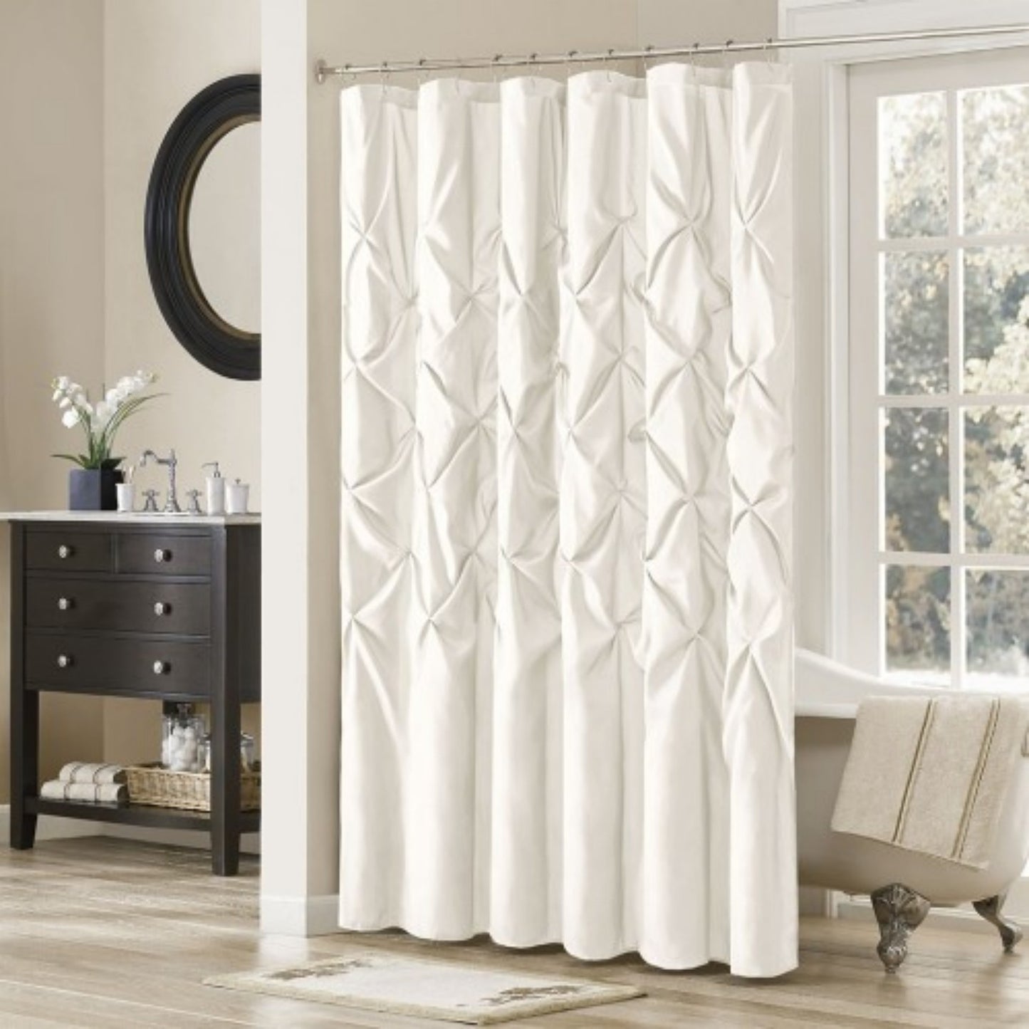 LunaLulinlk Tufted Semi-Sheer Shower Curtain