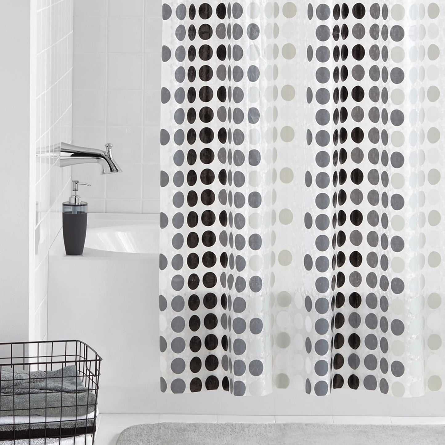 LunaLulinlk Waterproof recycled PEVA shower curtain with 12 hooks