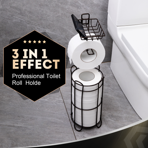 LunaLulinlk Toilet Paper Holder Holder with Shelf,Bathroom with Toilet Convenient Shelf, Holds Mega Rolls