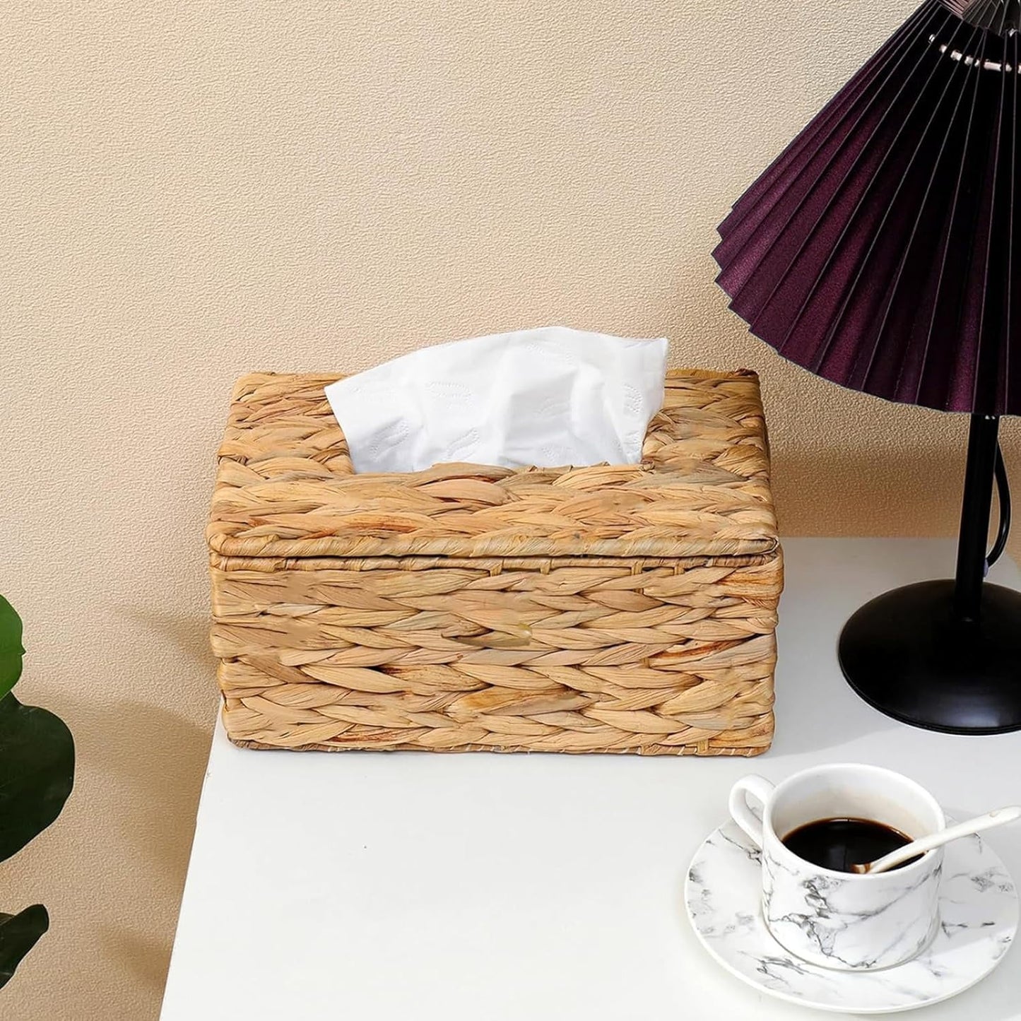 LunaLulinlk Tissue Box Cover Rectangular, Household Tissue Storage Organizer,Hand Woven Wicker Tissue Holder, 9 x 5.12 x 3.54", Natural