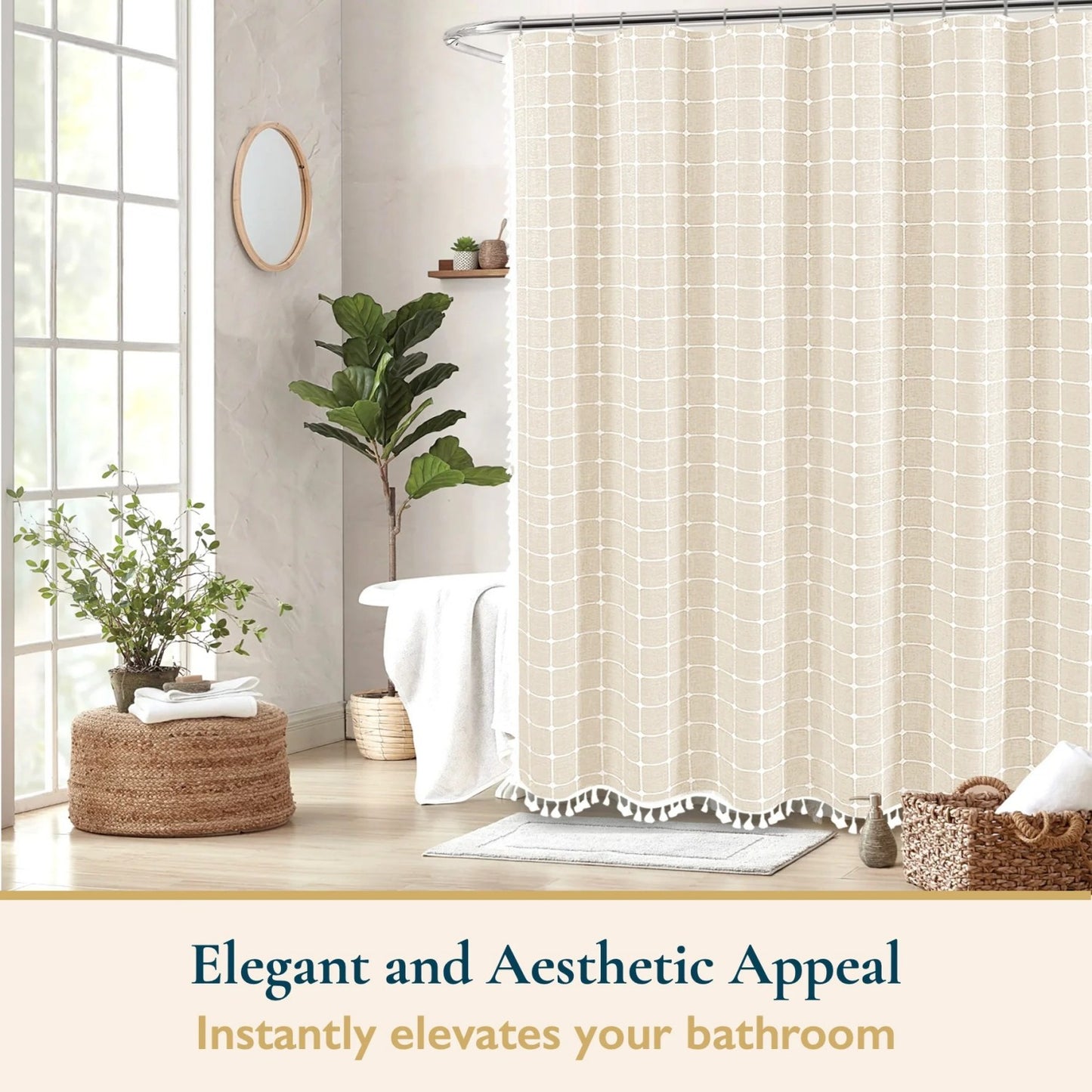 LunaLulinlk Tassel Shower Curtain Set with Hooks