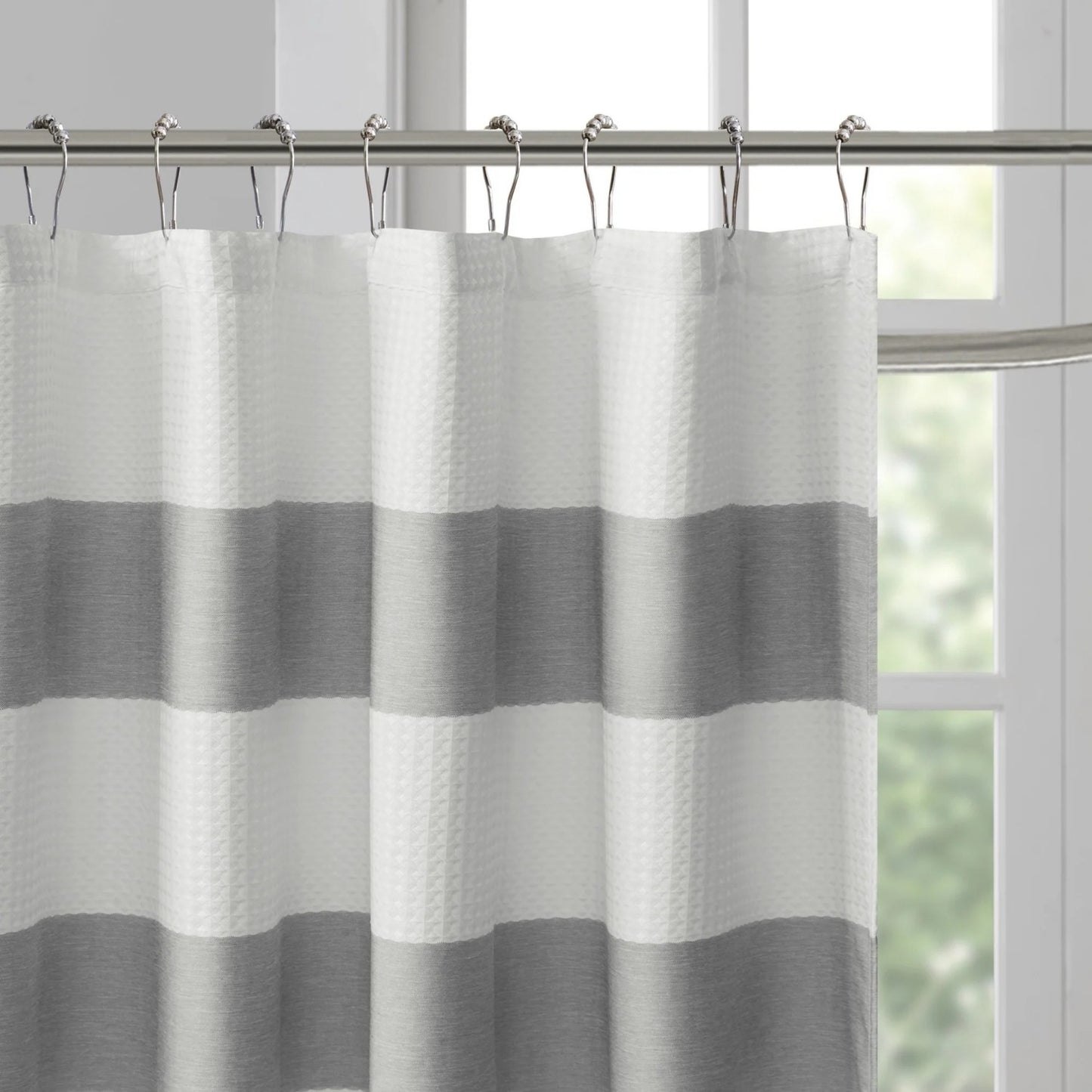 LunaLulinlk Spa Waffle Shower Curtain with 3M, Gray