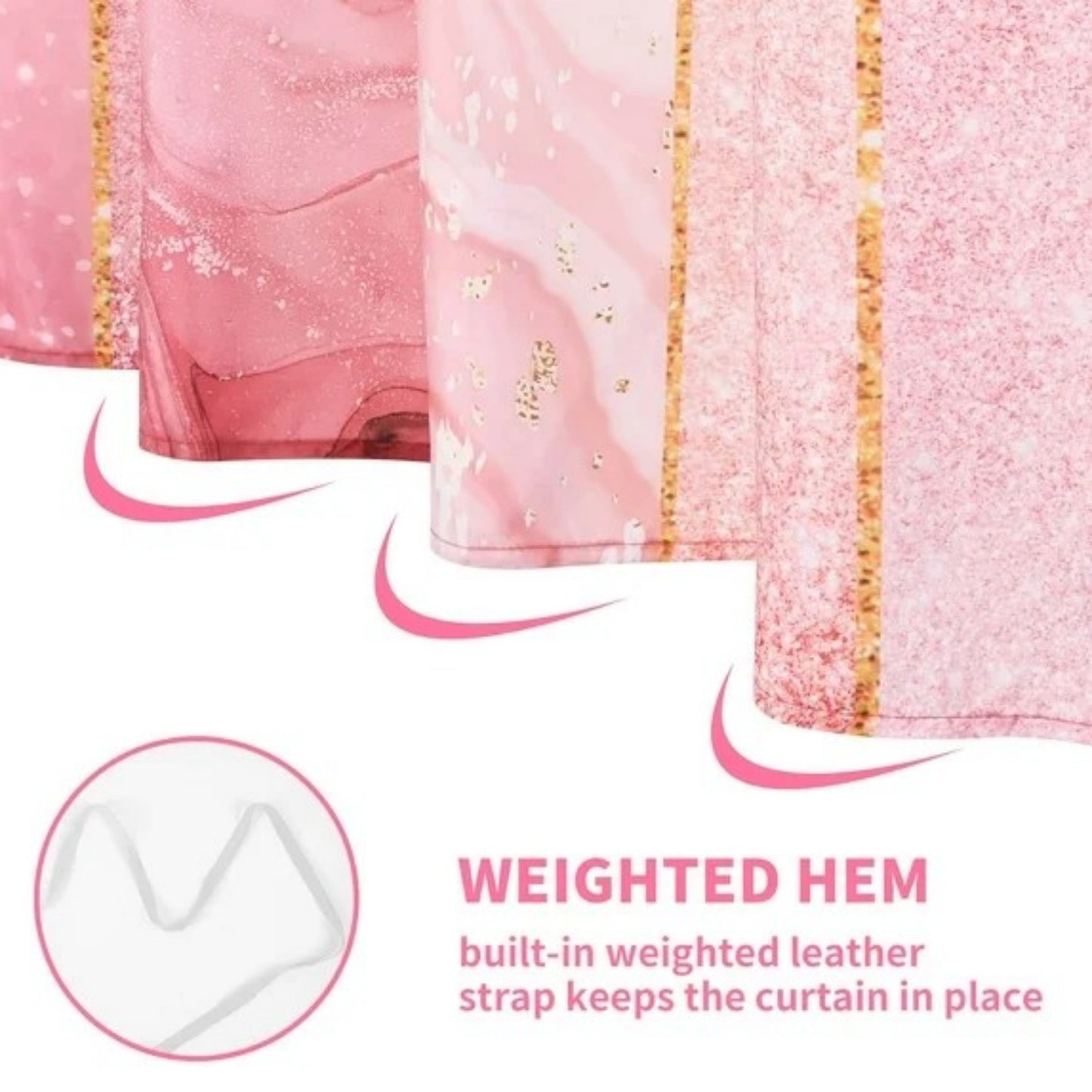 LunaLulinlk Shower Curtain with Hooks, Pink