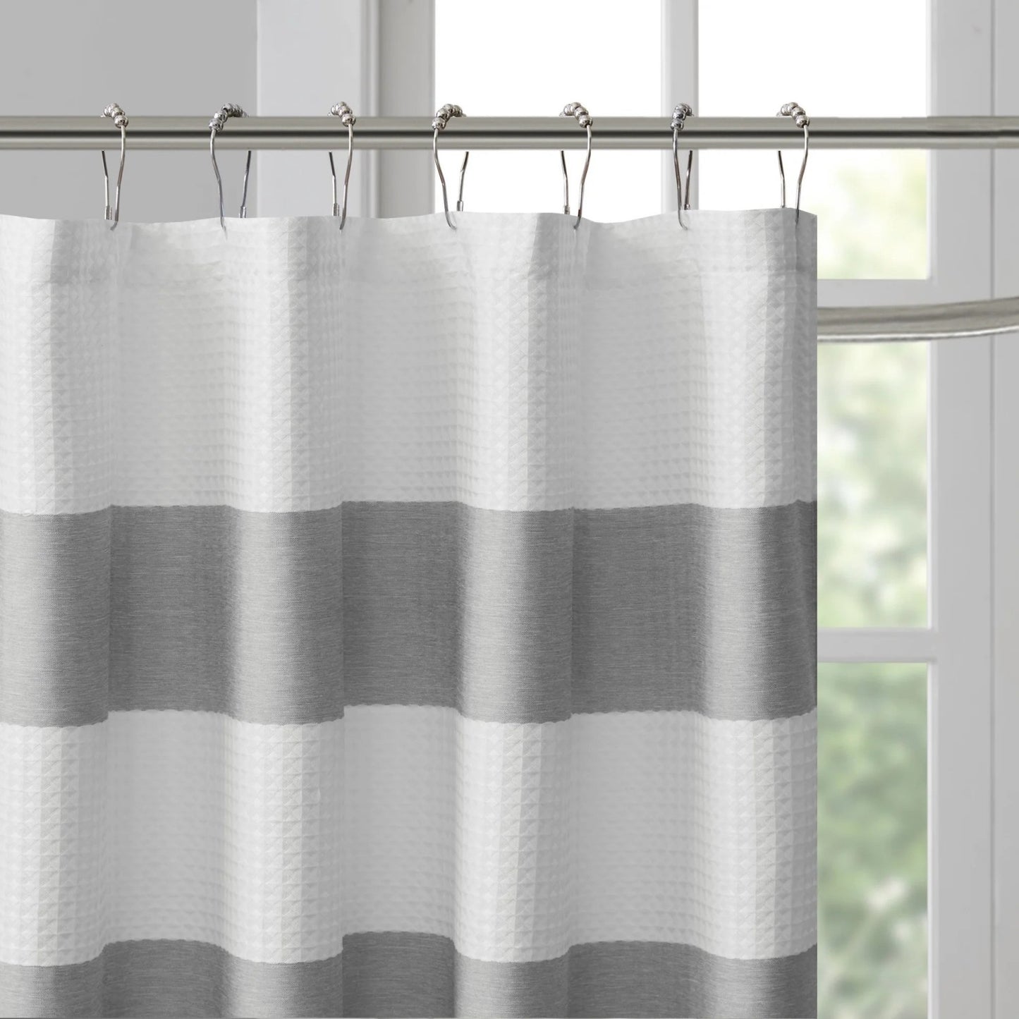 LunaLulinlk Spa Waffle Shower Curtain with 3M, Gray