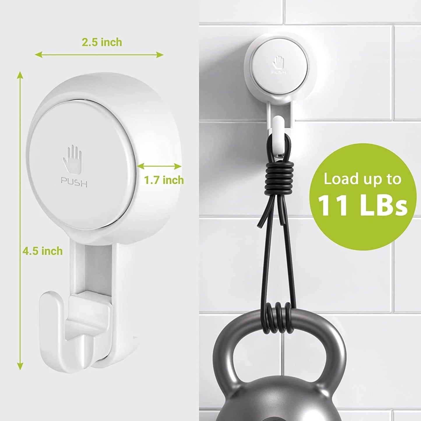 LunaLulinlk Suction Cup Hooks, Heavy Duty Reusable Wreath Hanger, Powerful Removable Shower Hooks, Vacuum Suction Wreath Holder 4 Pack