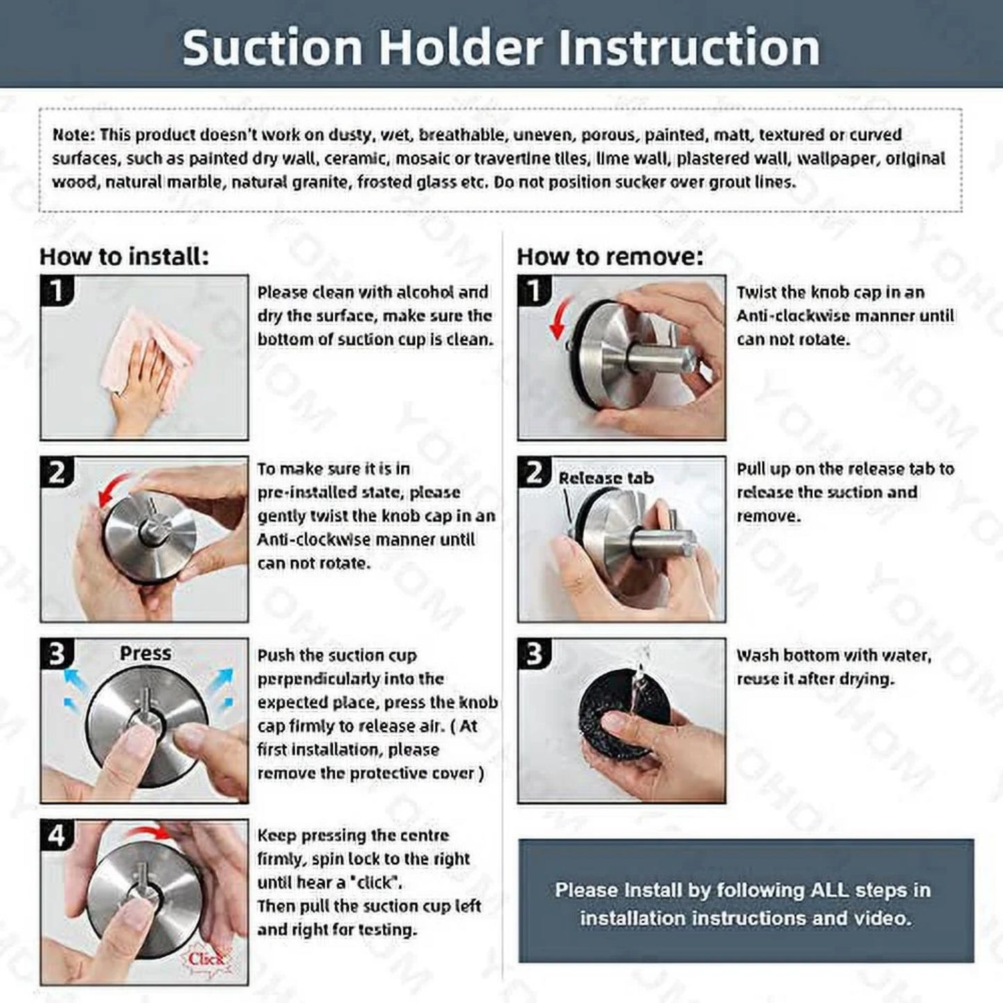 LunaLulinlk Suction Cup Hooks for Shower Stainless Steel Towel Holder Vacuu Wall Hooks Kitchen Organizer for Bathrobe Loofah 2Pcs,Brushed Black