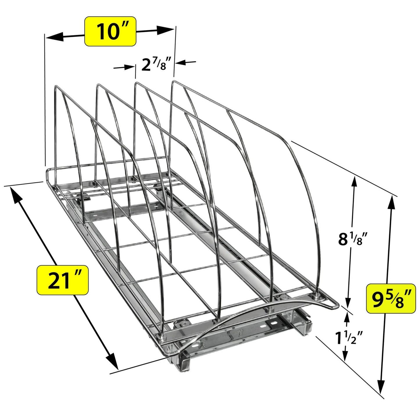 LunaLulinlk Slide Out Cutting Board, Cookie Sheet, and Baking Pan Organizer - Pull Out Kitchen Cabinet Organizer - Chrome