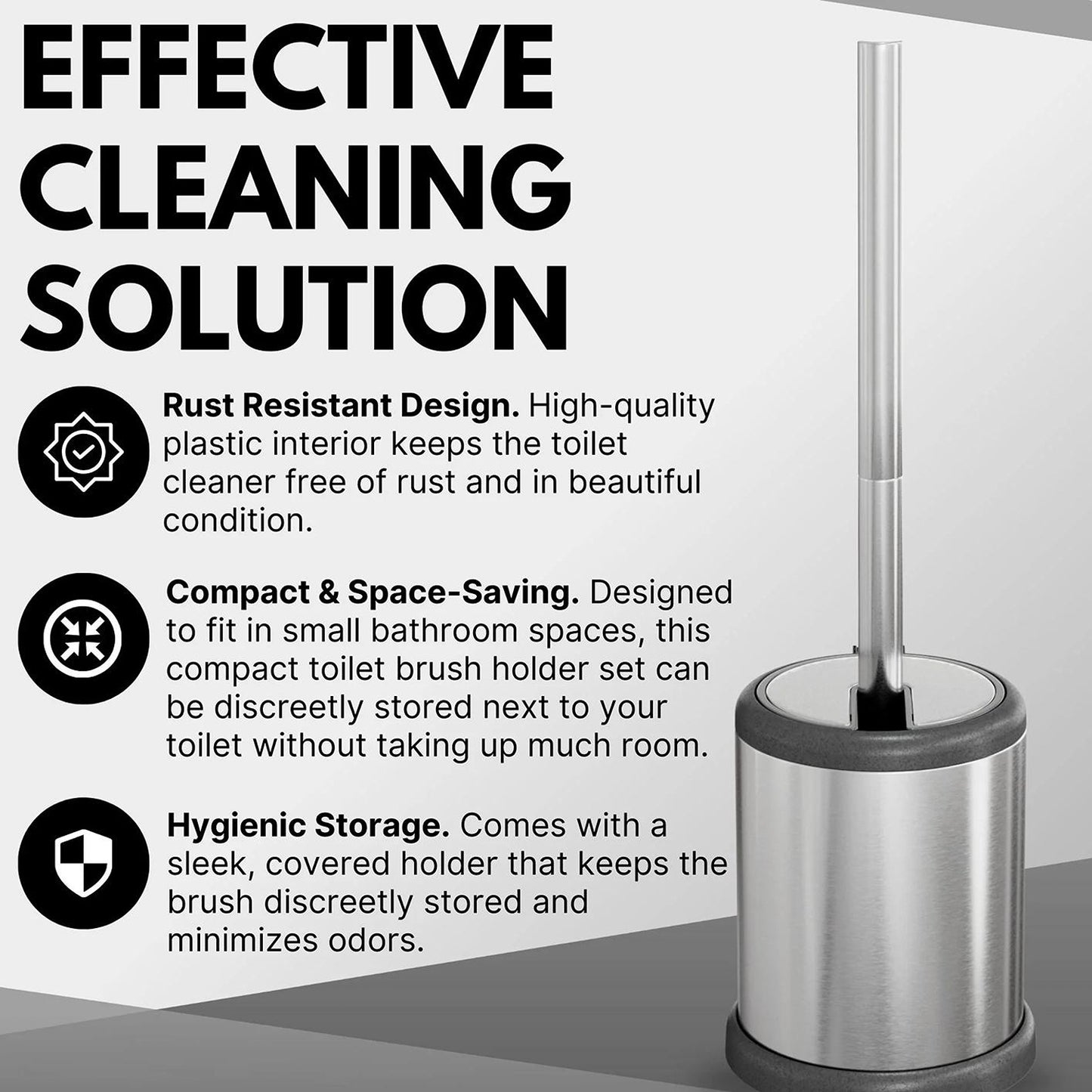LunaLulinlk Toilet brush and holder set, stainless steel, chrome-plated