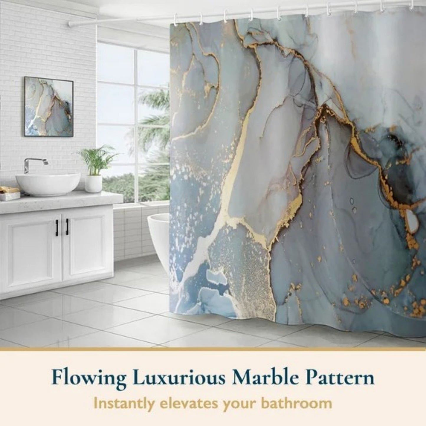 LunaLulinlk Shower Curtain with Hooks – Heavy-Duty Mold/Mildew-Resistant