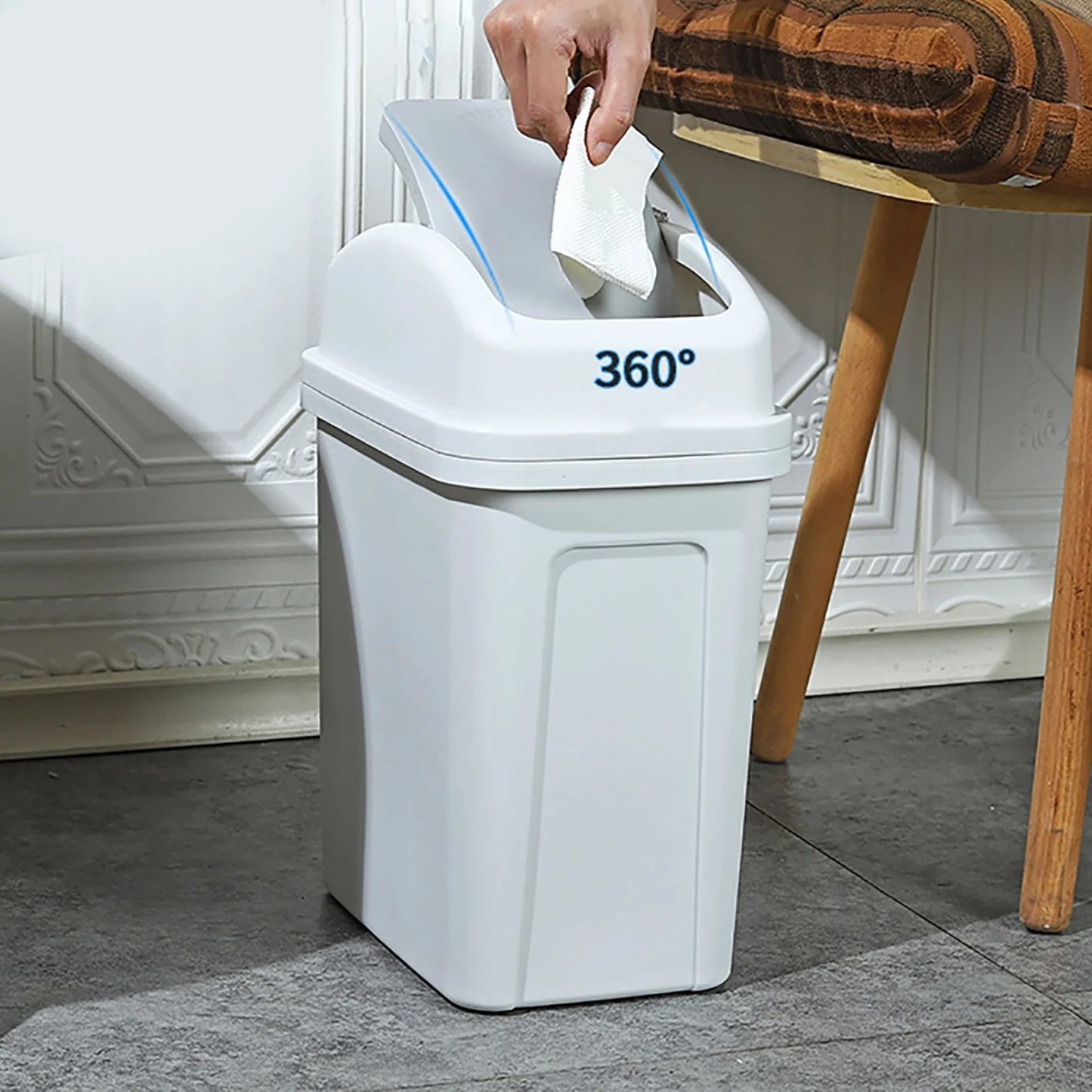 LunaLulinlk Small 4 Gallon Trash Can with Twist Top Lid for Office, Bedroom, Bathroom, Dormitory, Portable Trash Can Wastepaper Basket