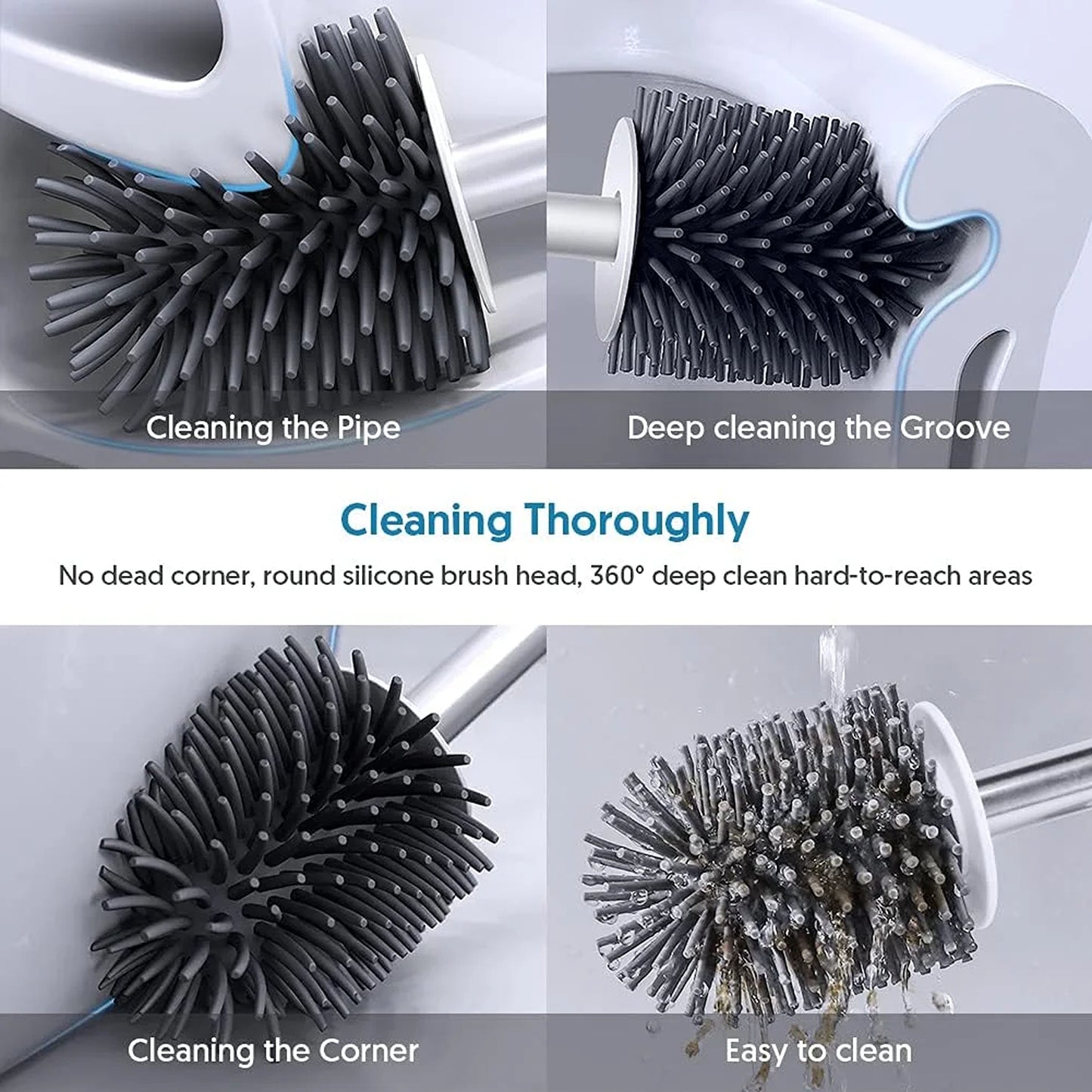 LunaLulinlk Toilet Brush Cleaner and Storage Set Bathroom Toilet Brush, White, 2-Pack