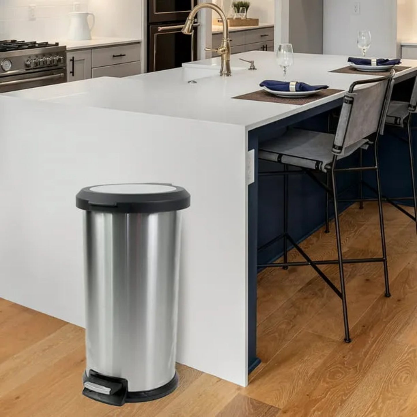 LunaLulinlk Stainless Steel 10.5 Gallon Trash Can Round Step Kitchen Trash Can