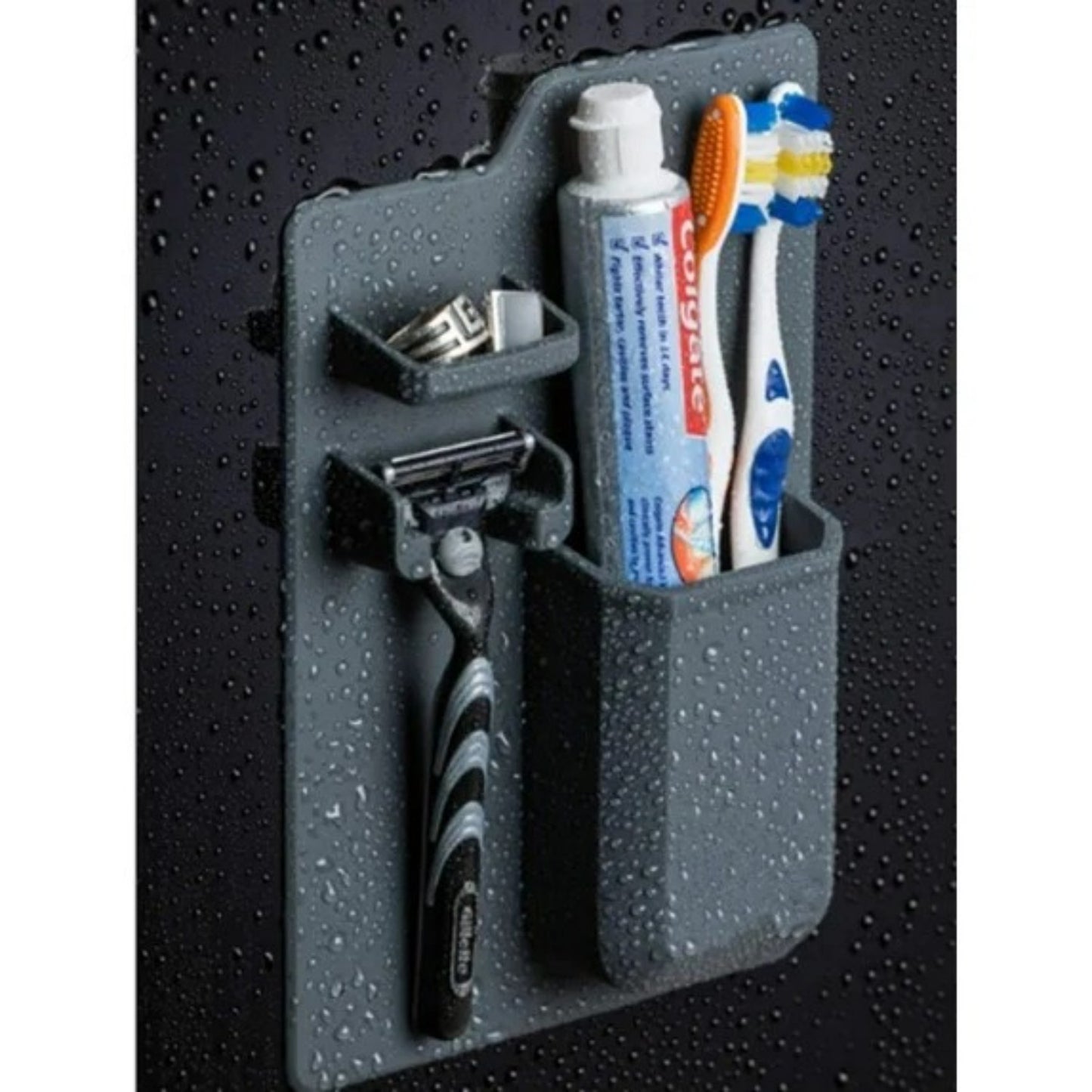 LunaLulinlk Silicone Toothbrush Holder, Wall Mounted Toothbrush Holder Storage Organizer Items Shower Razor Holder for Bathroom (Grey)