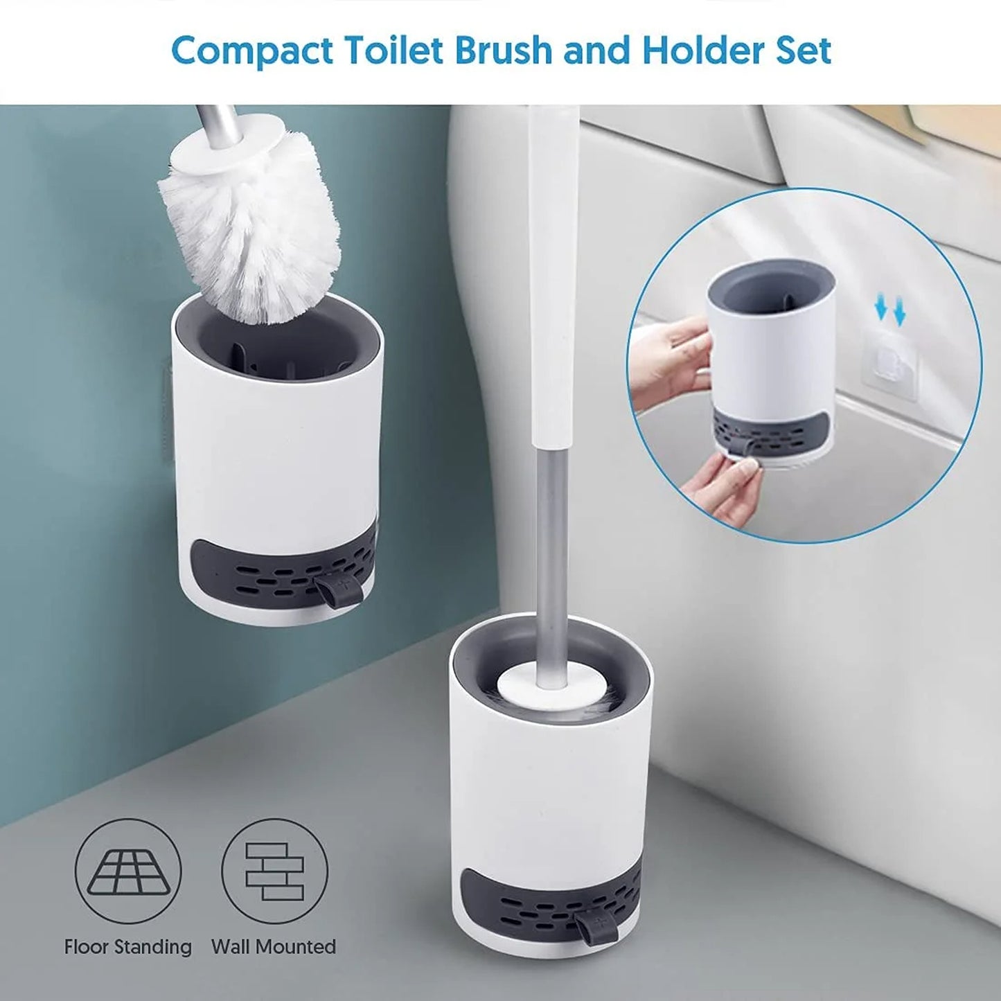 LunaLulinlk Toilet Brush and Holder Plunger Set 2 Piece Toilet Brush for Bathroom Cleaner