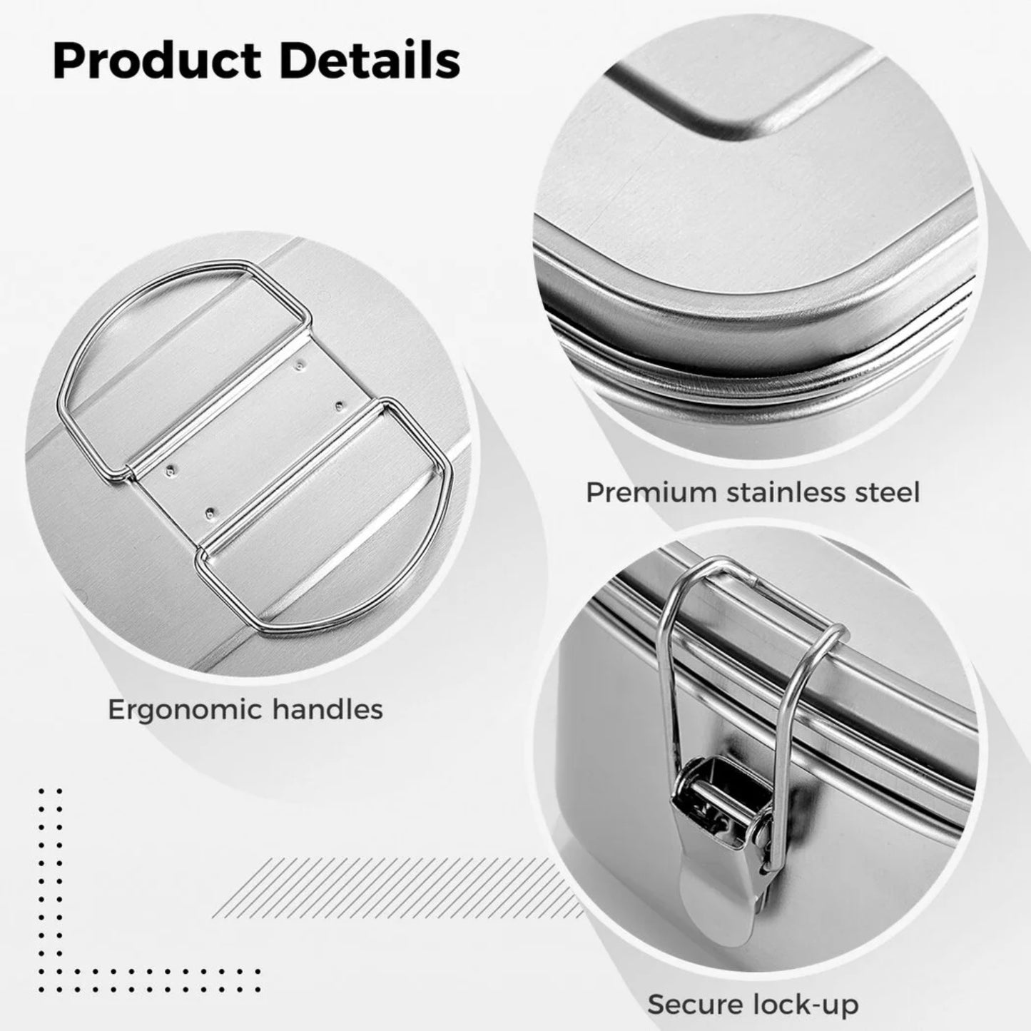 LunaLulinlk Stainless steel portable lunch box, 2-layer large capacity lunch box 1.2L+0.3L, BPA-free