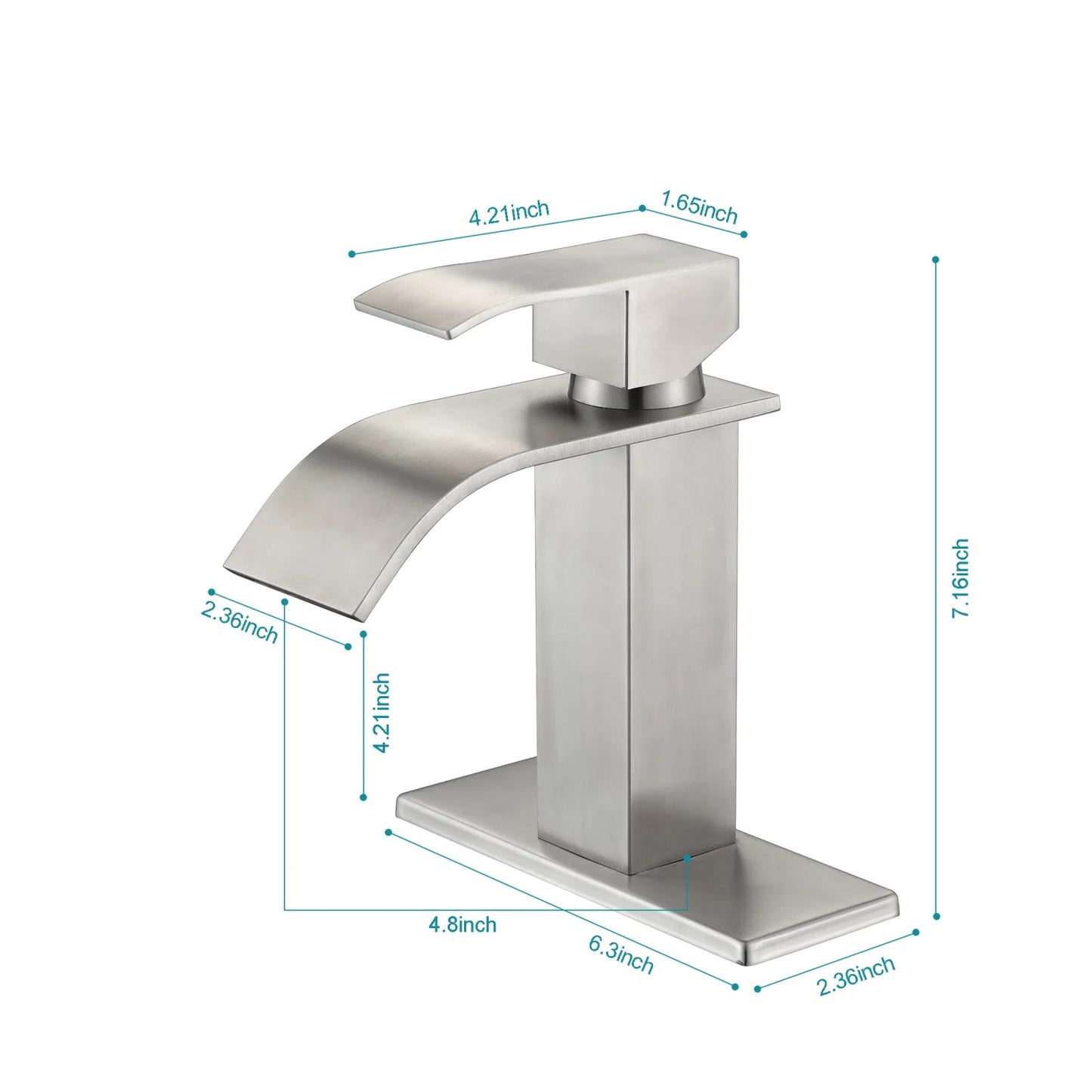 LunaLulink Brushed Nickel Waterfall Spout Single Handle Bathroom Sink Faucet