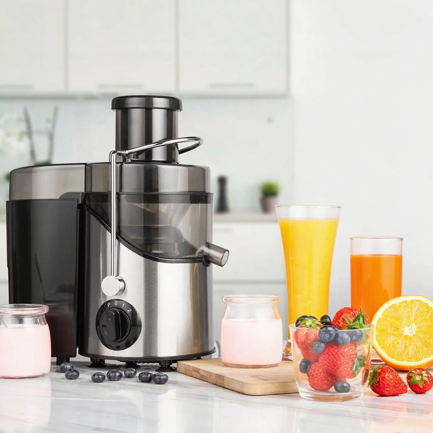 LunaLulinlk Stainless Steel Juicer, Easy to Clean, 3 Speed Control, BPA Free