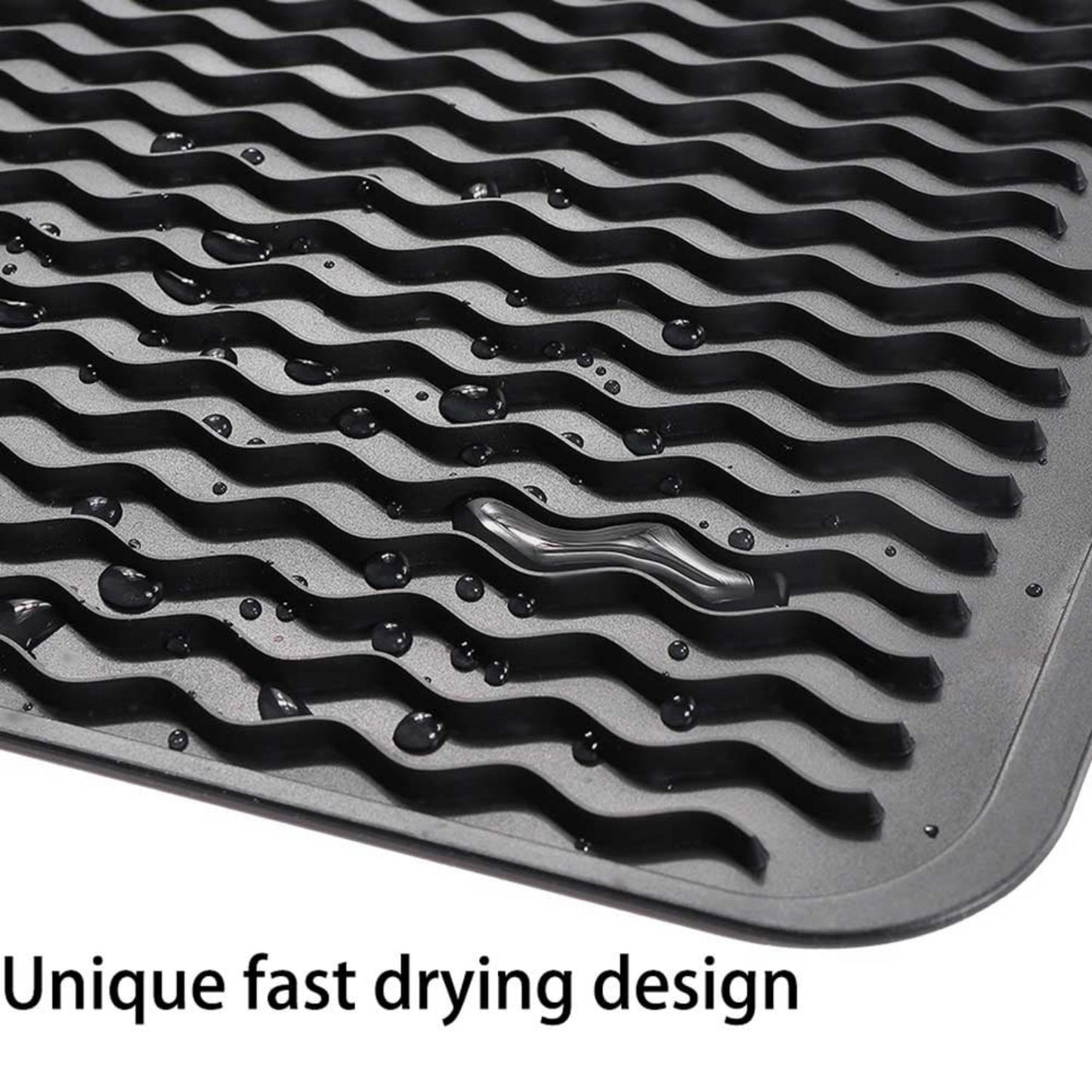 LunaLulinlk Silicone Dish Drying Mat Easy Clean Dishwasher,Non-Slip (M(16"×12"), Black)