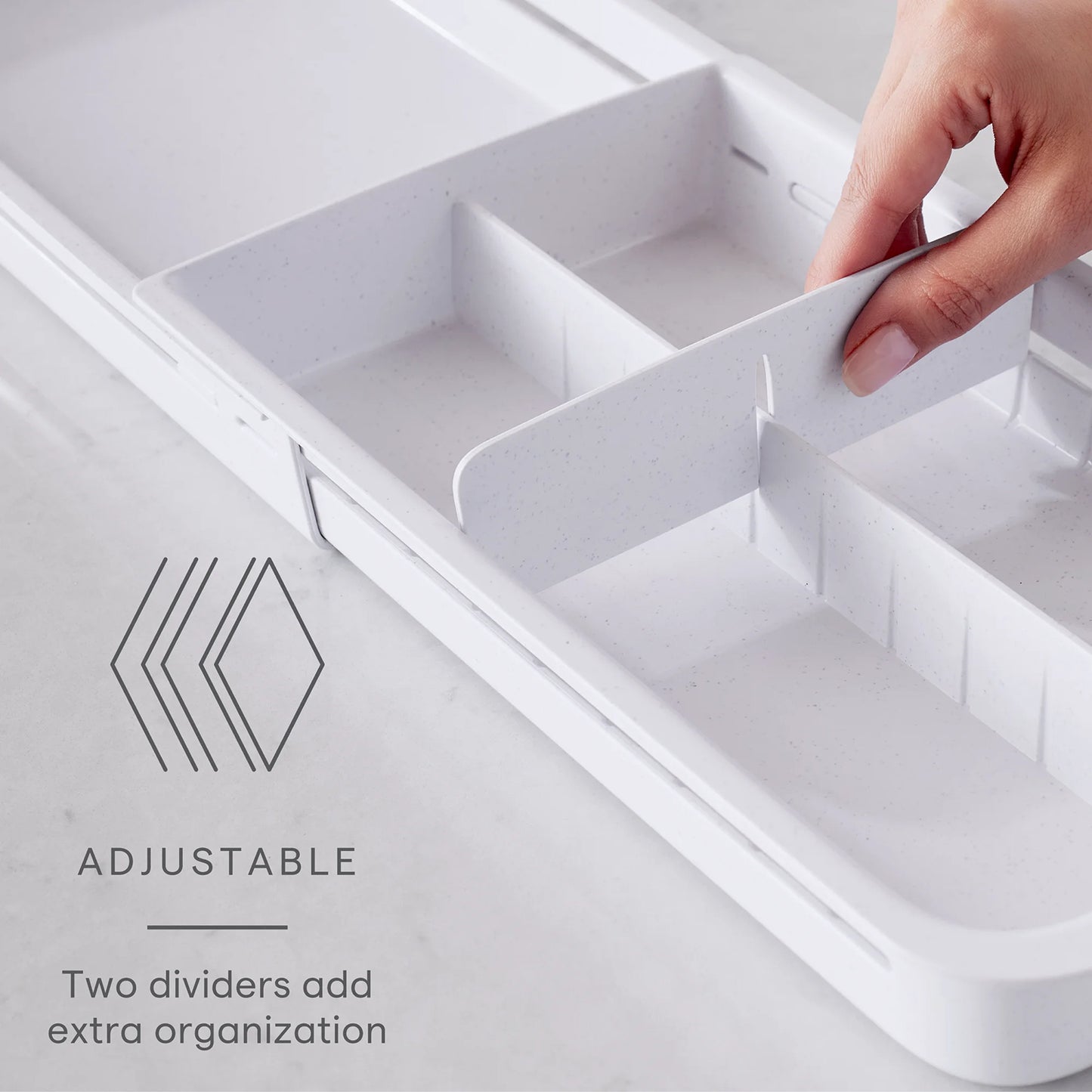 LunaLulinlk Sliding drawer tray with adjustable dividers and expandable storage compartments