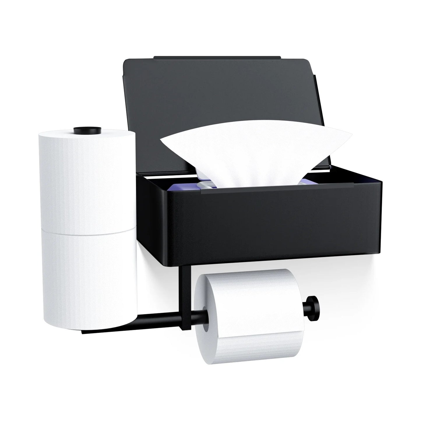 LunaLulinlk Toilet Paper Holder Wall Mount Stainless Steel Shelf with Toilet Roll Storage & Wipes Dispenser for Bathroom