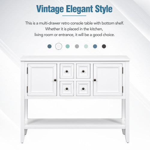 LunaLulinlk Storage Vintage Console Table with Four Small Drawers and Bottom Shelf for Living Rooms, Entrances and Kitchens