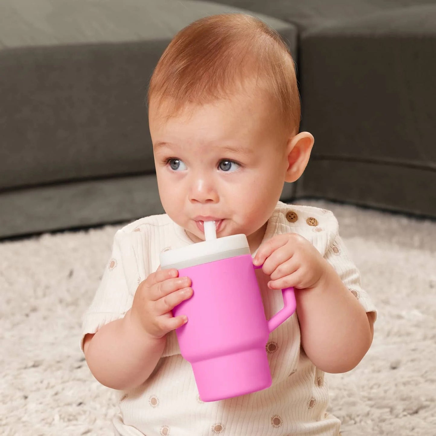 LunaLulinlk Tumbler – Adorable 9 oz. Training Cup with Toddler-Friendly Straw and Handle, Cotton Candy