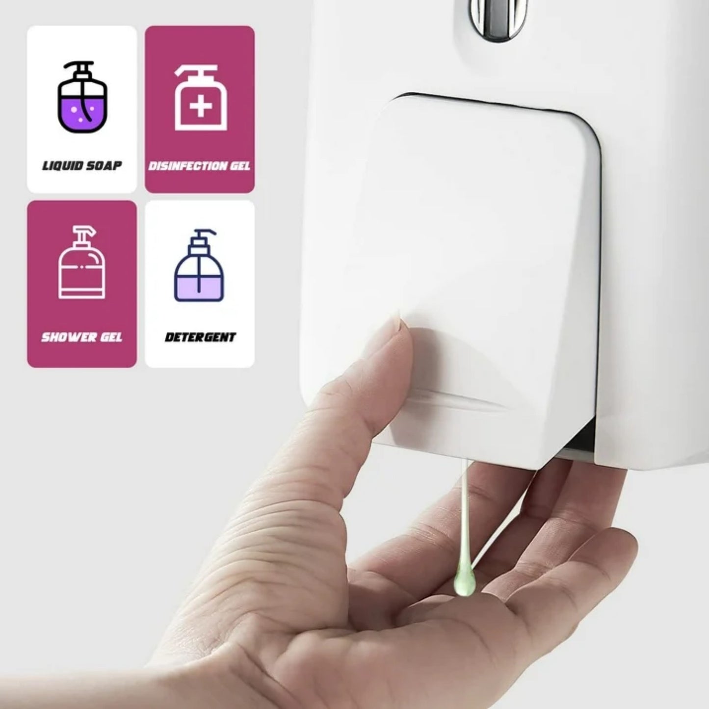 LunaLulinlk Soap Dispenser 28oz/800ml Wall-Mounted No-Drip Gel/Liquid ABS,White