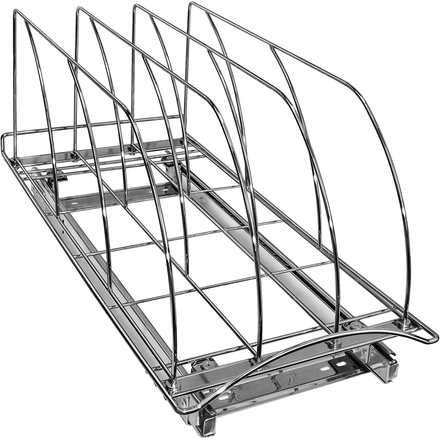 LunaLulinlk Slide Out Cutting Board, Cookie Sheet, and Baking Pan Organizer - Pull Out Kitchen Cabinet Organizer - Chrome