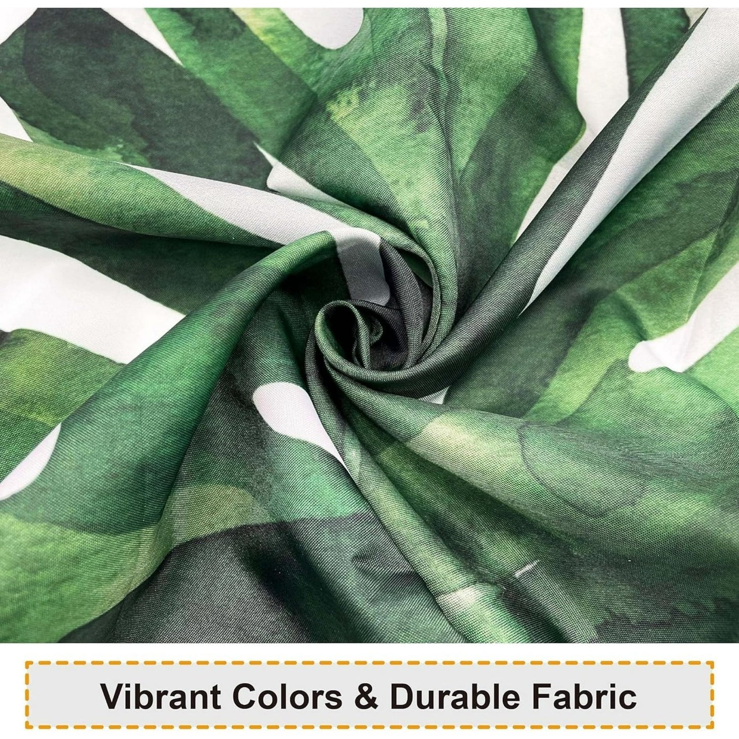 LunaLulinlk Tropical Green Plant Fabric Shower Curtain, Waterproof Washable Bathroom Decor, 72" x 72"