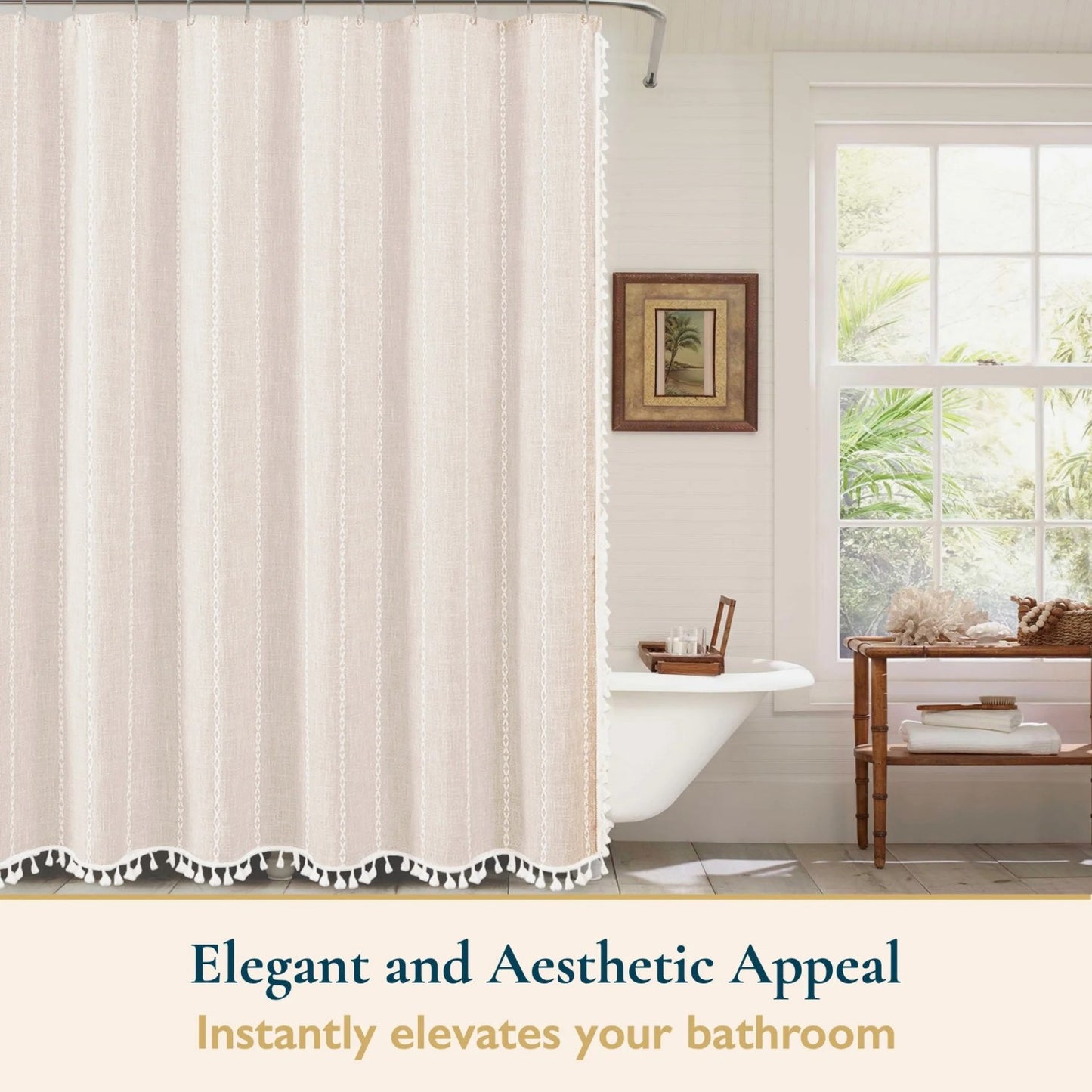 LunaLulinlk Tassel Shower Curtain Set with Hooks