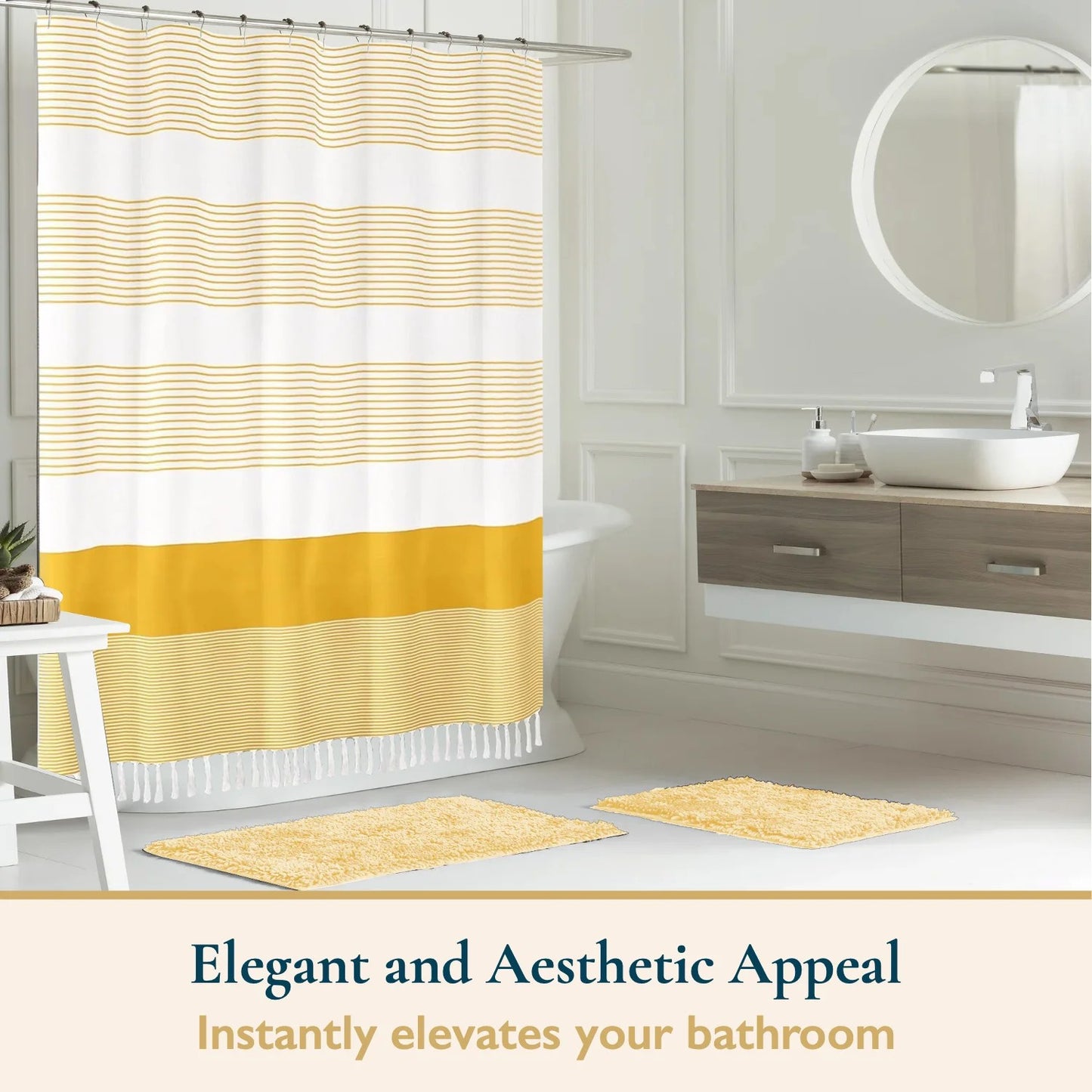 LunaLulinlk Tassel Shower Curtain Set with Hooks