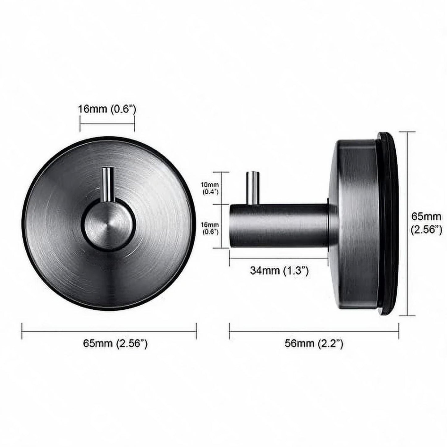 LunaLulinlk Suction Cup Hooks for Shower Stainless Steel Towel Holder Vacuu Wall Hooks Kitchen Organizer for Bathrobe Loofah 2Pcs,Brushed Black
