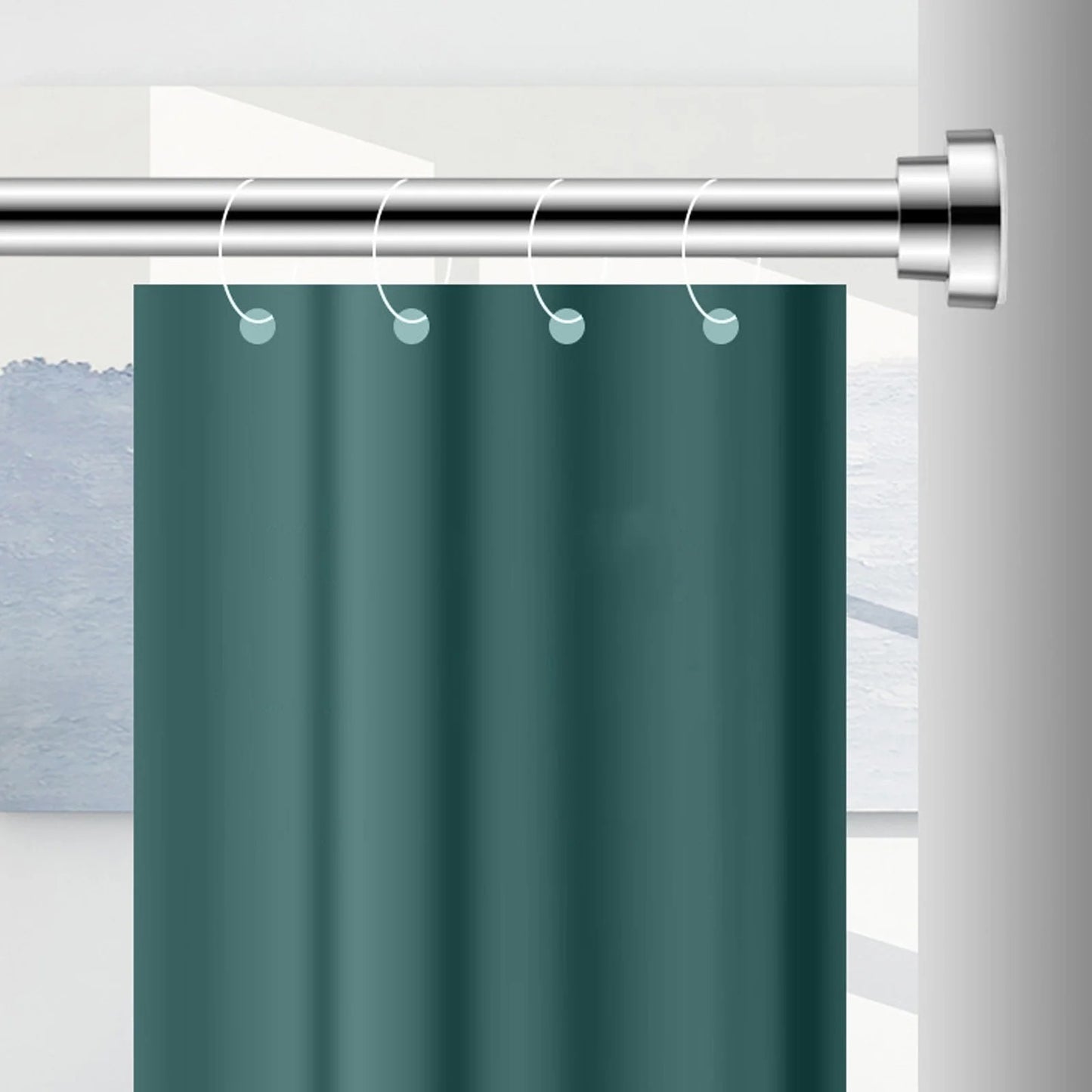 LunaLulinlk Stainless Steel Extendable Shower Curtain Rod, No Drilling Tension Pole for Bathroom, Kitchen
