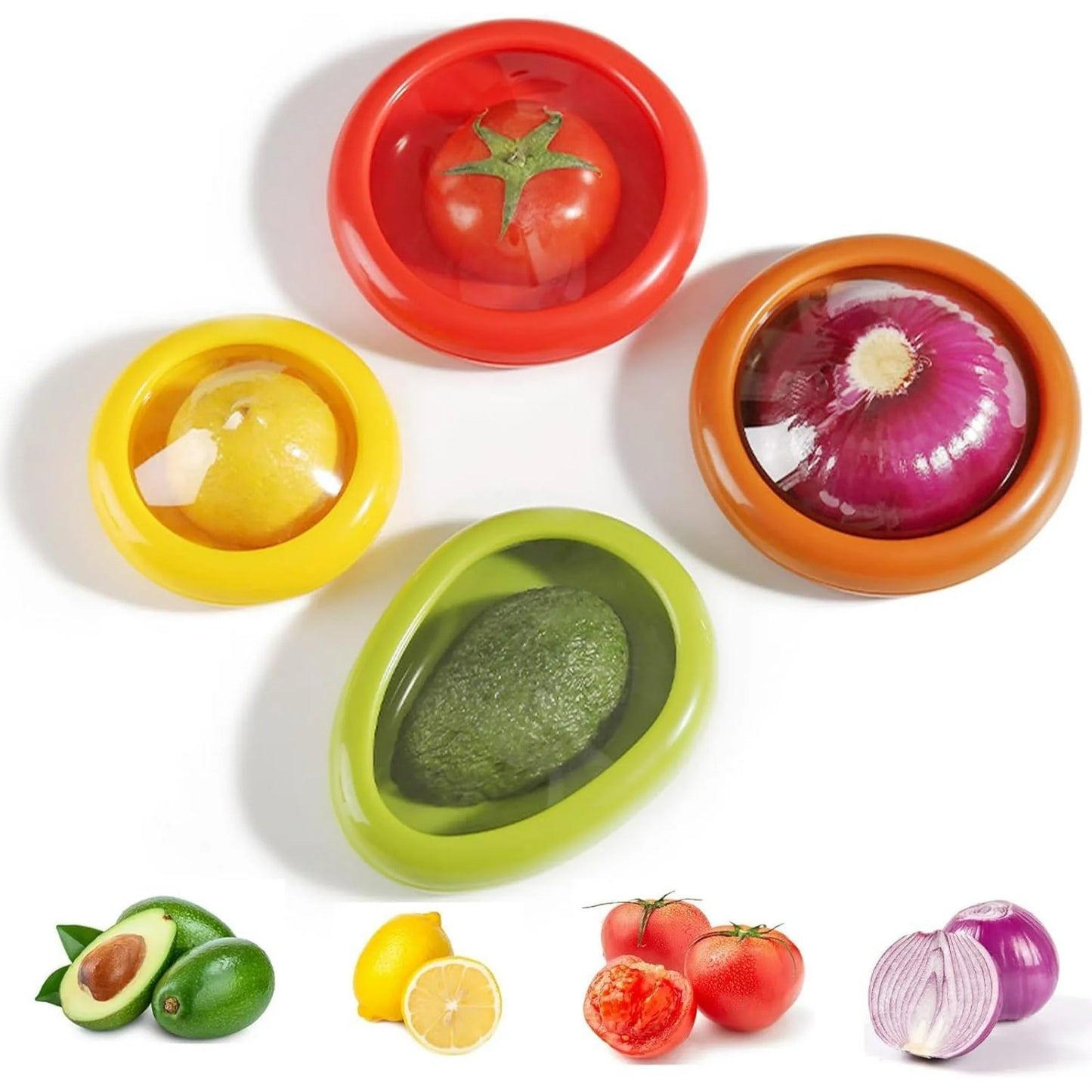 LunaLulinlk Silicone Fruit Storage Box, Fruit and Vegetable Anti-Oxidation Storage Box, Refrigerator Freshness Preservation (4 Pack)