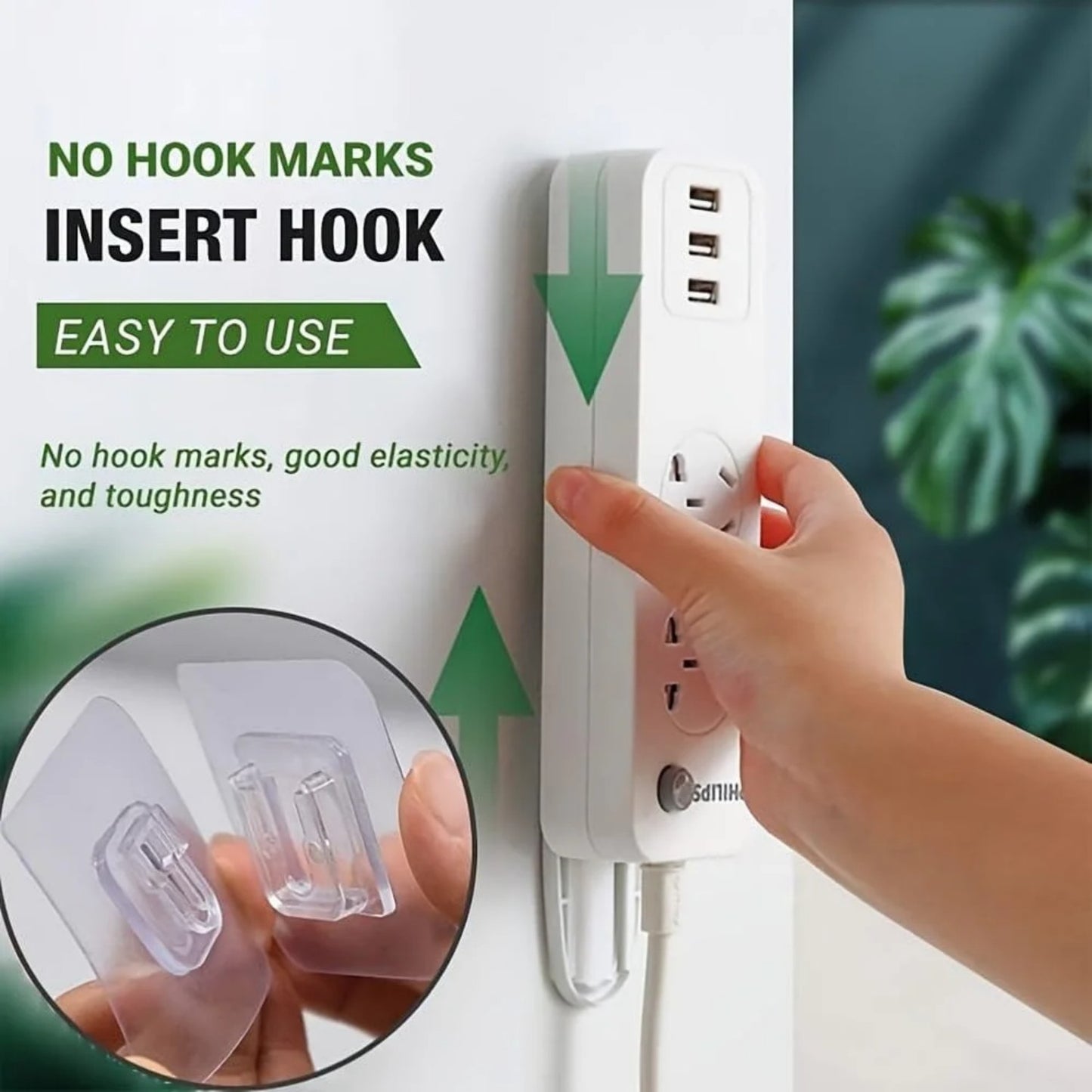 LunaLulinlk Transparent Double-Sided Adhesive Wall Hooks, Nail-Free and Damage-Free, Strong Self-Stick Hangers