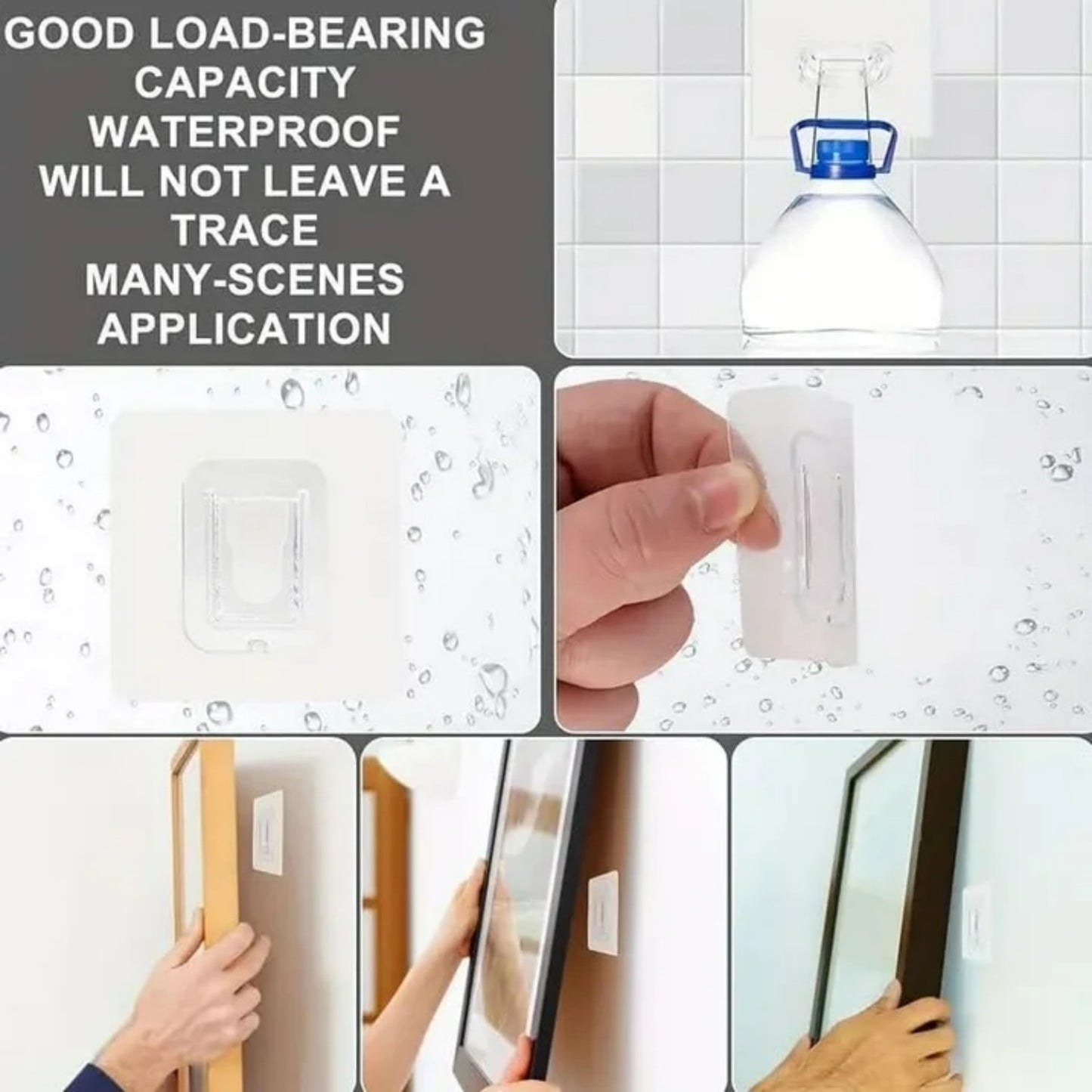 LunaLulinlk Transparent Double-Sided Adhesive Wall Hooks, Nail-Free and Damage-Free, Strong Self-Stick Hangers