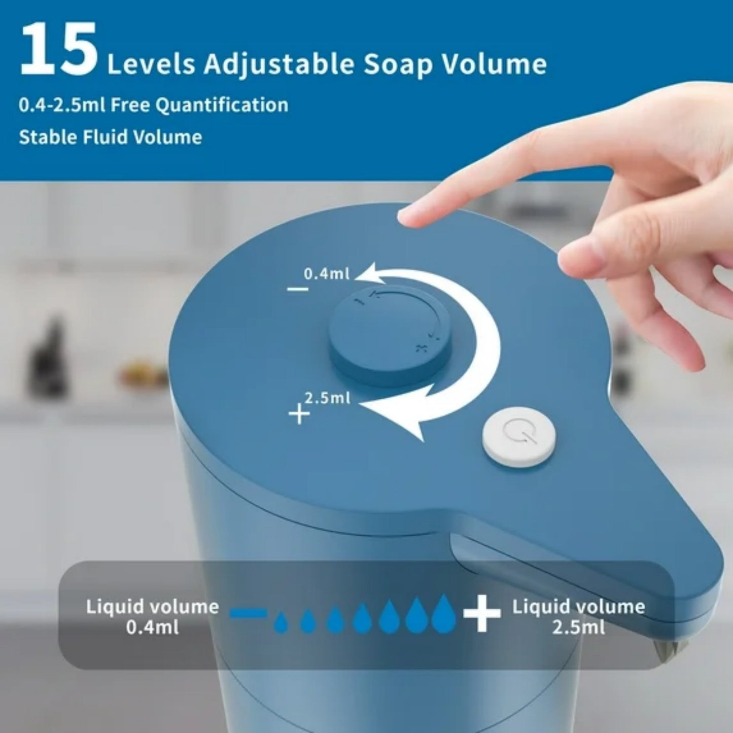 LunaLulinlk Soap Dispenser Touchless,Upgrade 15 Adjustable Volume for Thick and Thin Liquid Blue