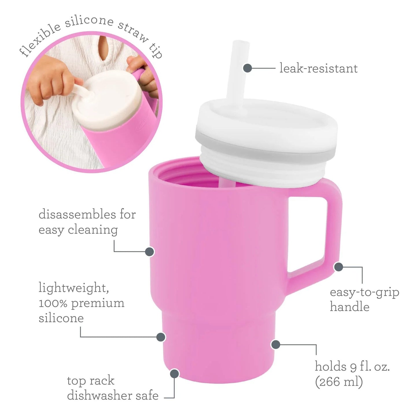 LunaLulinlk Tumbler – Adorable 9 oz. Training Cup with Toddler-Friendly Straw and Handle, Cotton Candy