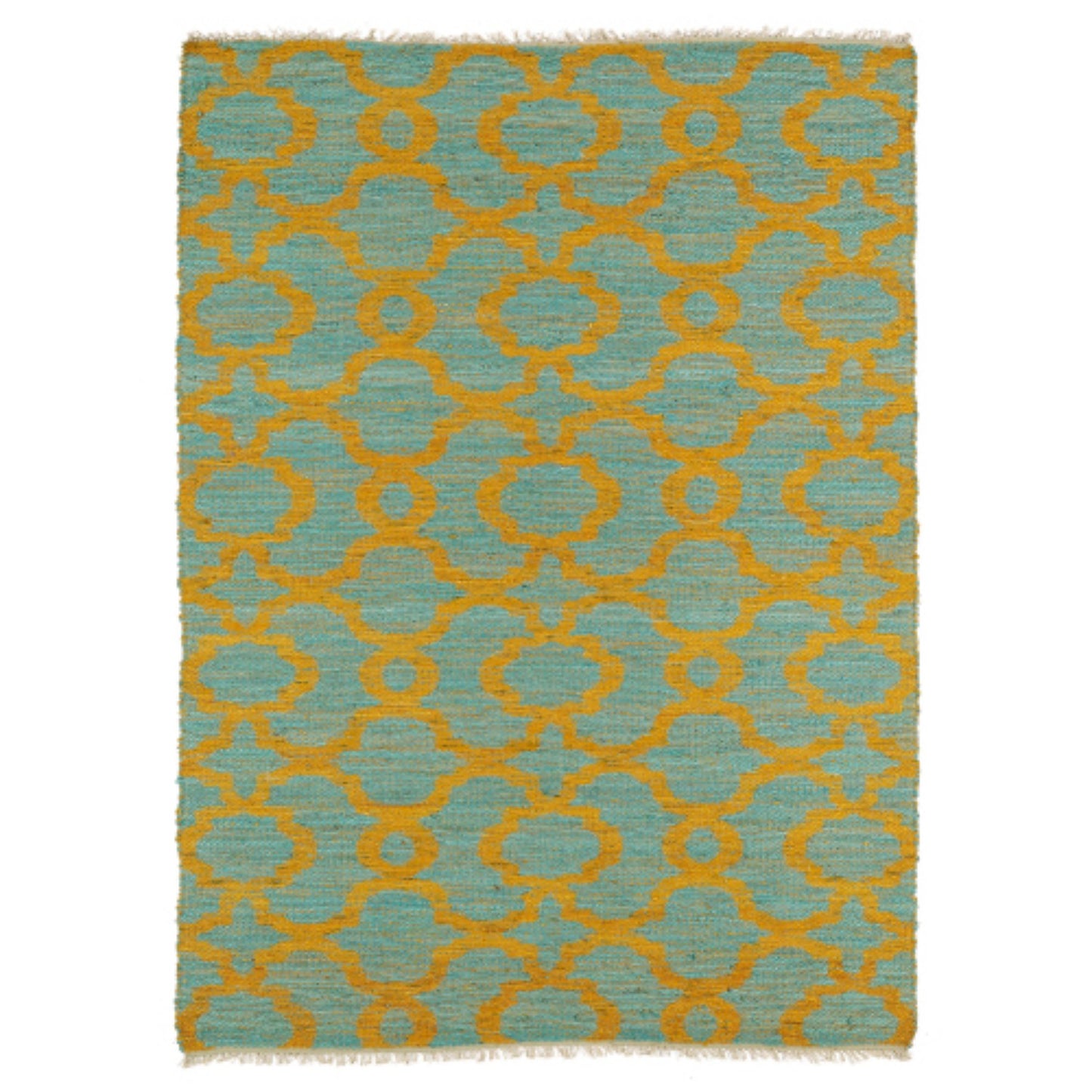 LunaLulinlk Turquoise Casual, Contemporary, Modern, Textured Loop Pile 5' x 7'9" Rectangle Area Rug