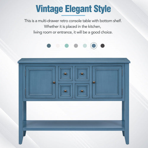LunaLulinlk Storage Vintage Console Table with Four Small Drawers and Bottom Shelf for Living Rooms, Entrances and Kitchens
