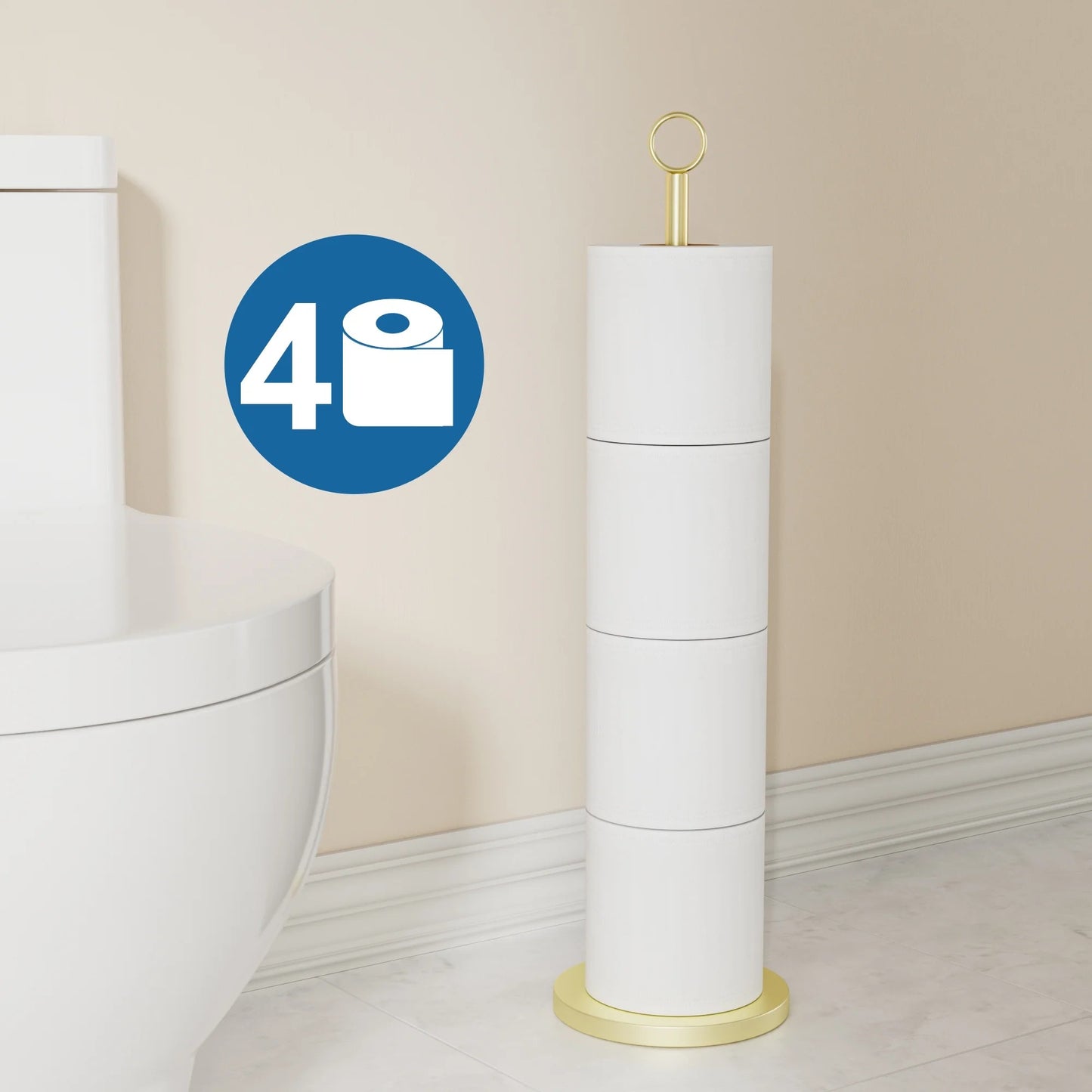 LunaLulinlk Toilet Paper Holder Stand(with Reserve Function), Free-Standing Spare Rolls Storage Holder, Stainless Steel