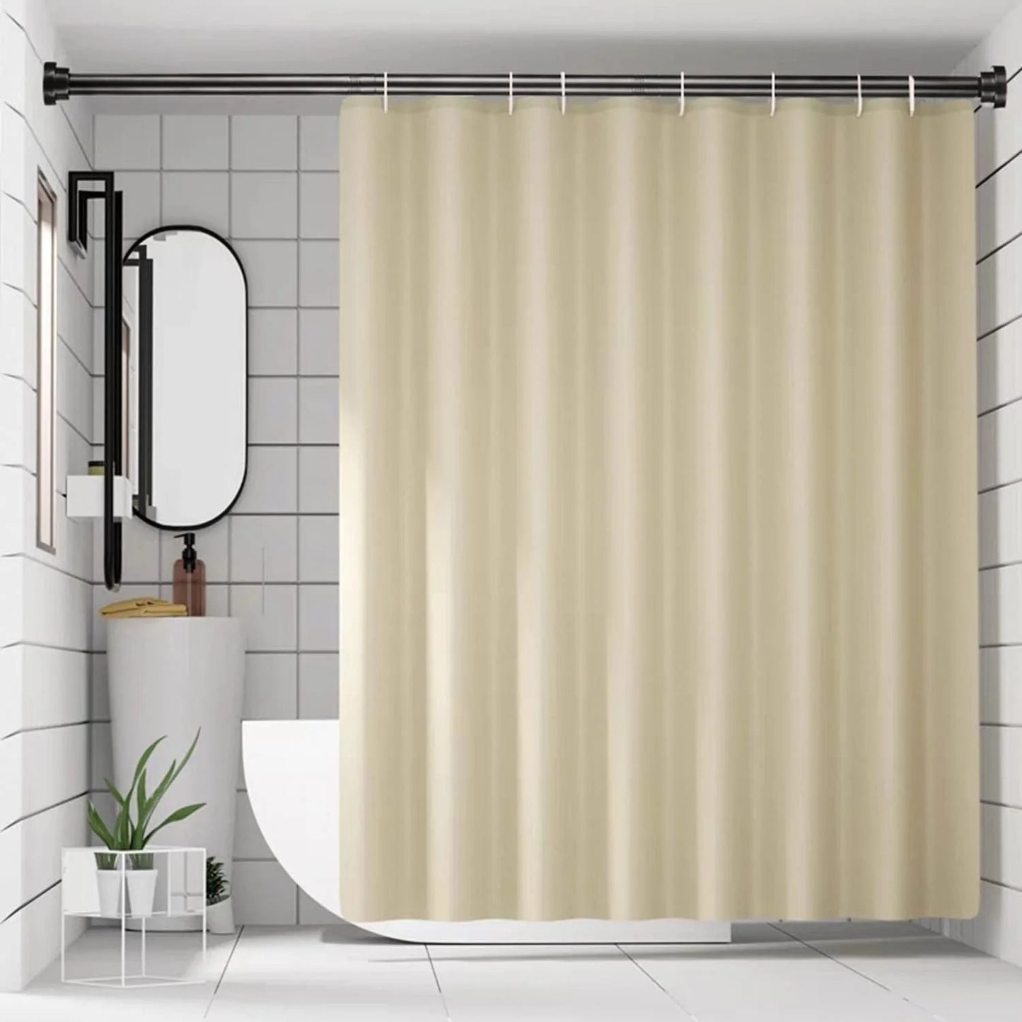 LunaLulinlk Swivel Shower Curtain Rod 44-74 inches Adjustable Matte Black Spring Tension Shower Rod