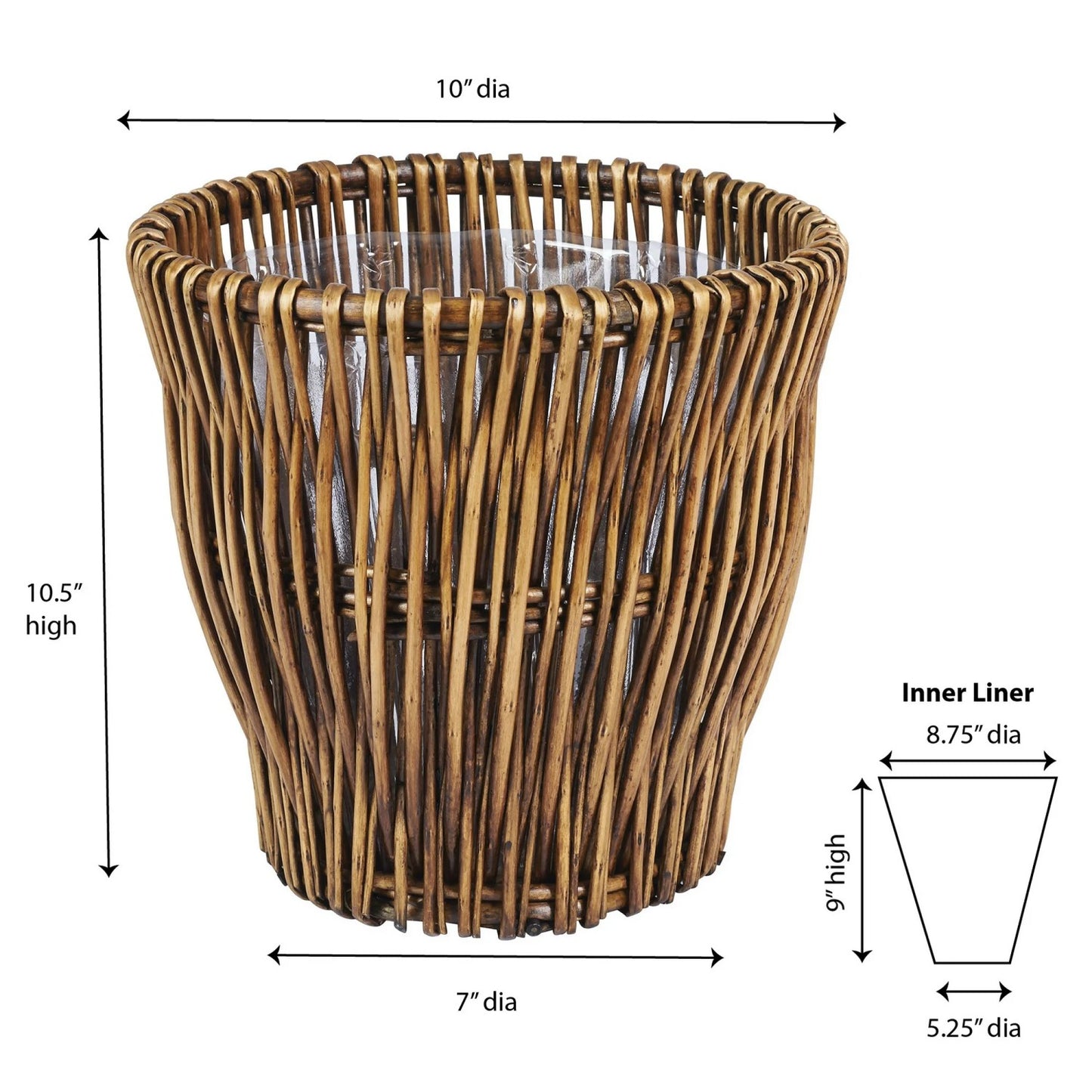 LunaLulinlk Small Reed Willow Waste Basket Indoor Trash Cans